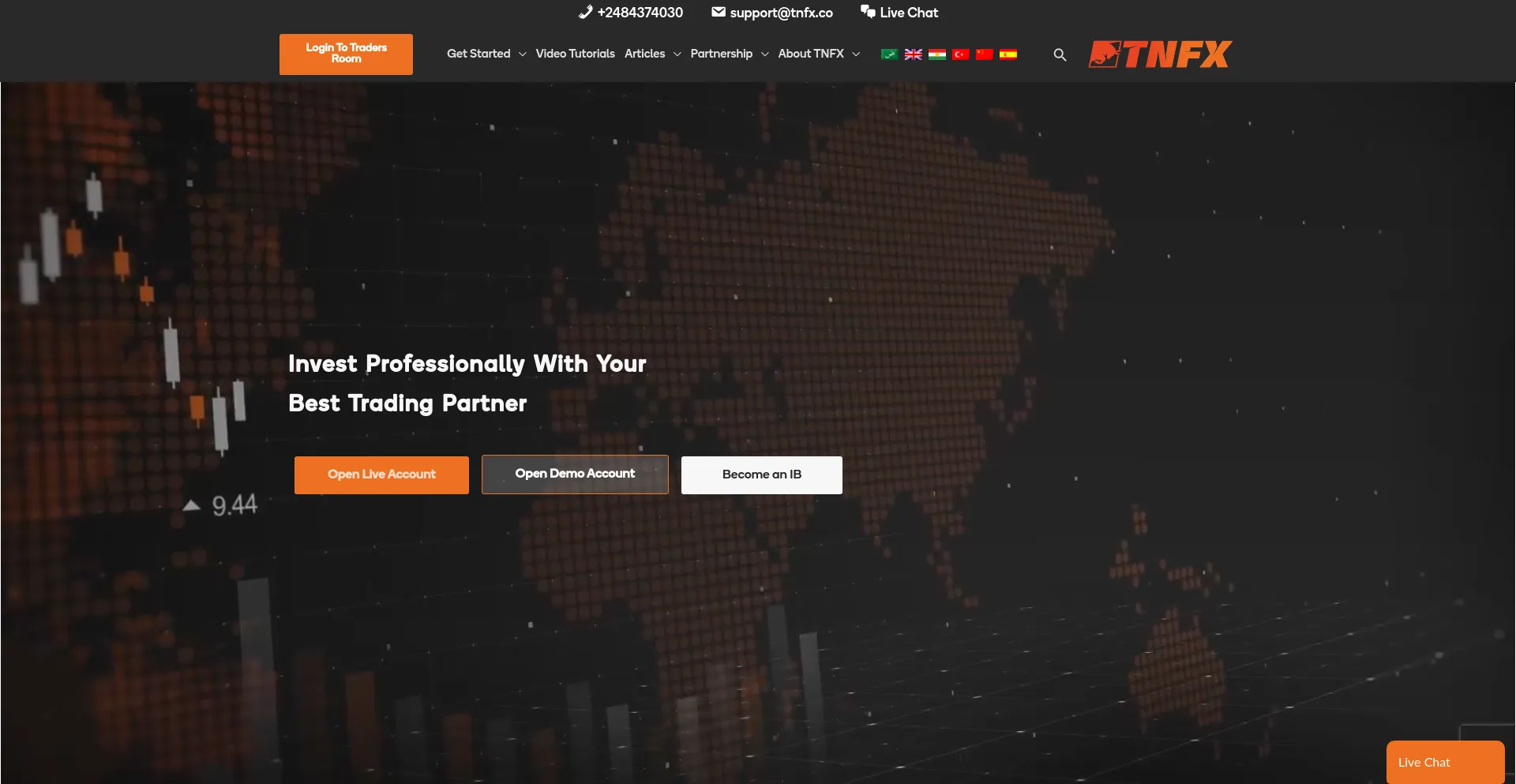 Screenshot of tnfx.co homepage