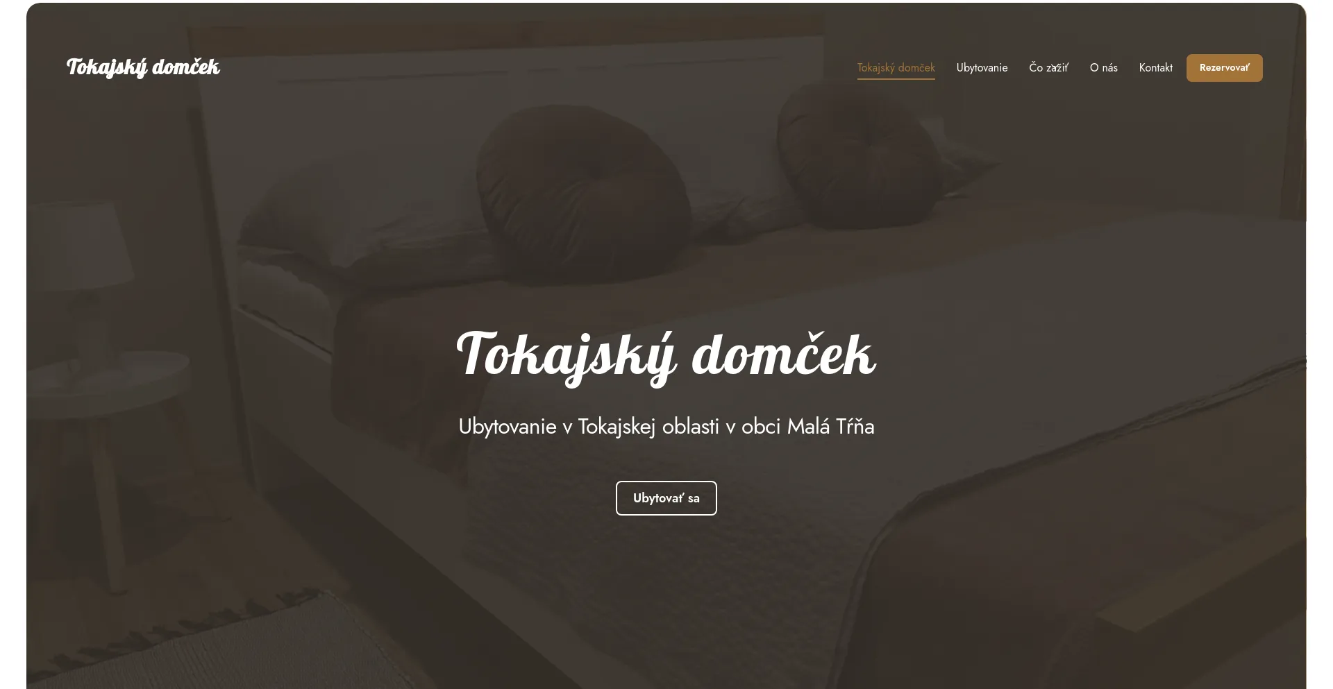 Screenshot of tokajskydomcek.sk homepage