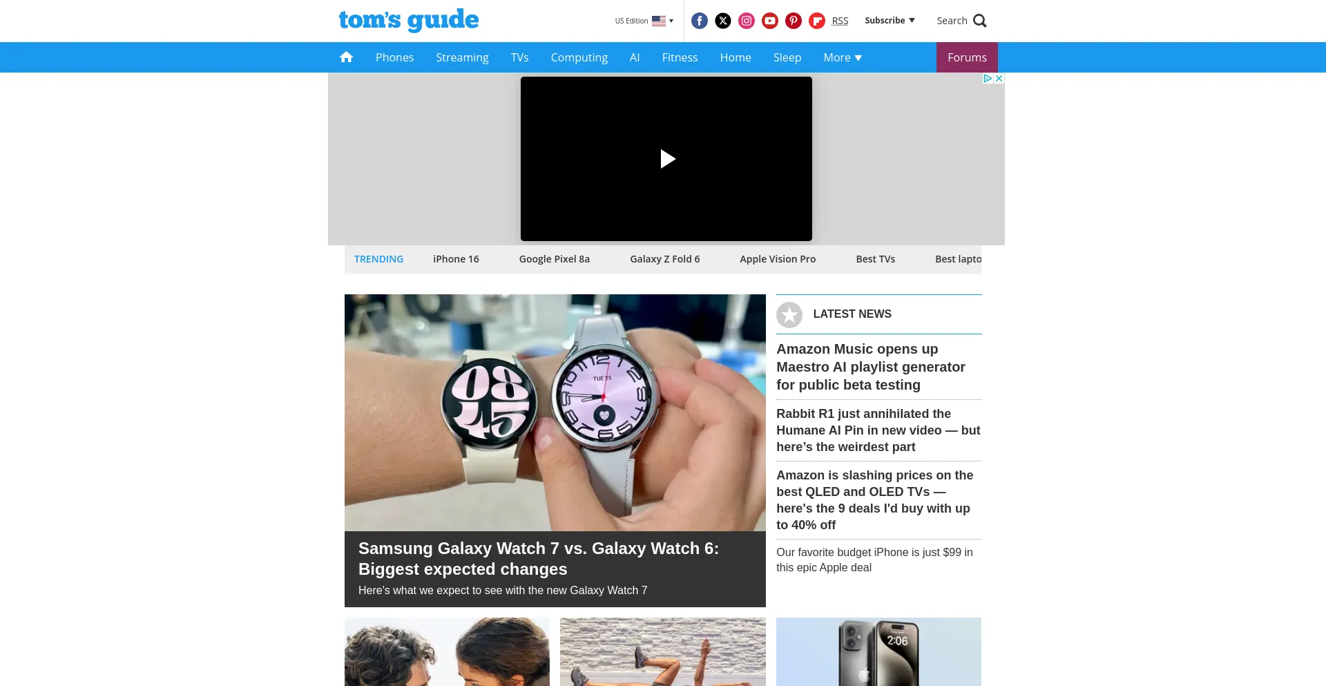 Screenshot of tomsguide.com homepage