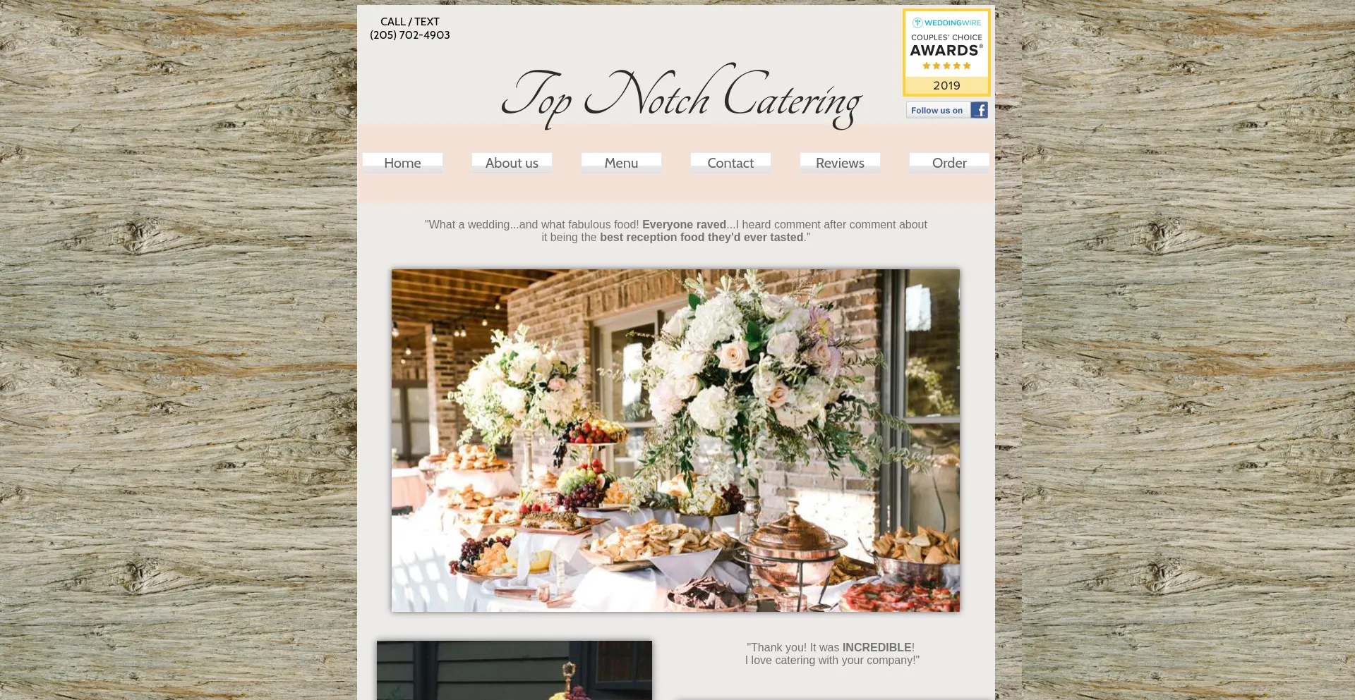 Screenshot of topnotchcateringonline.com homepage