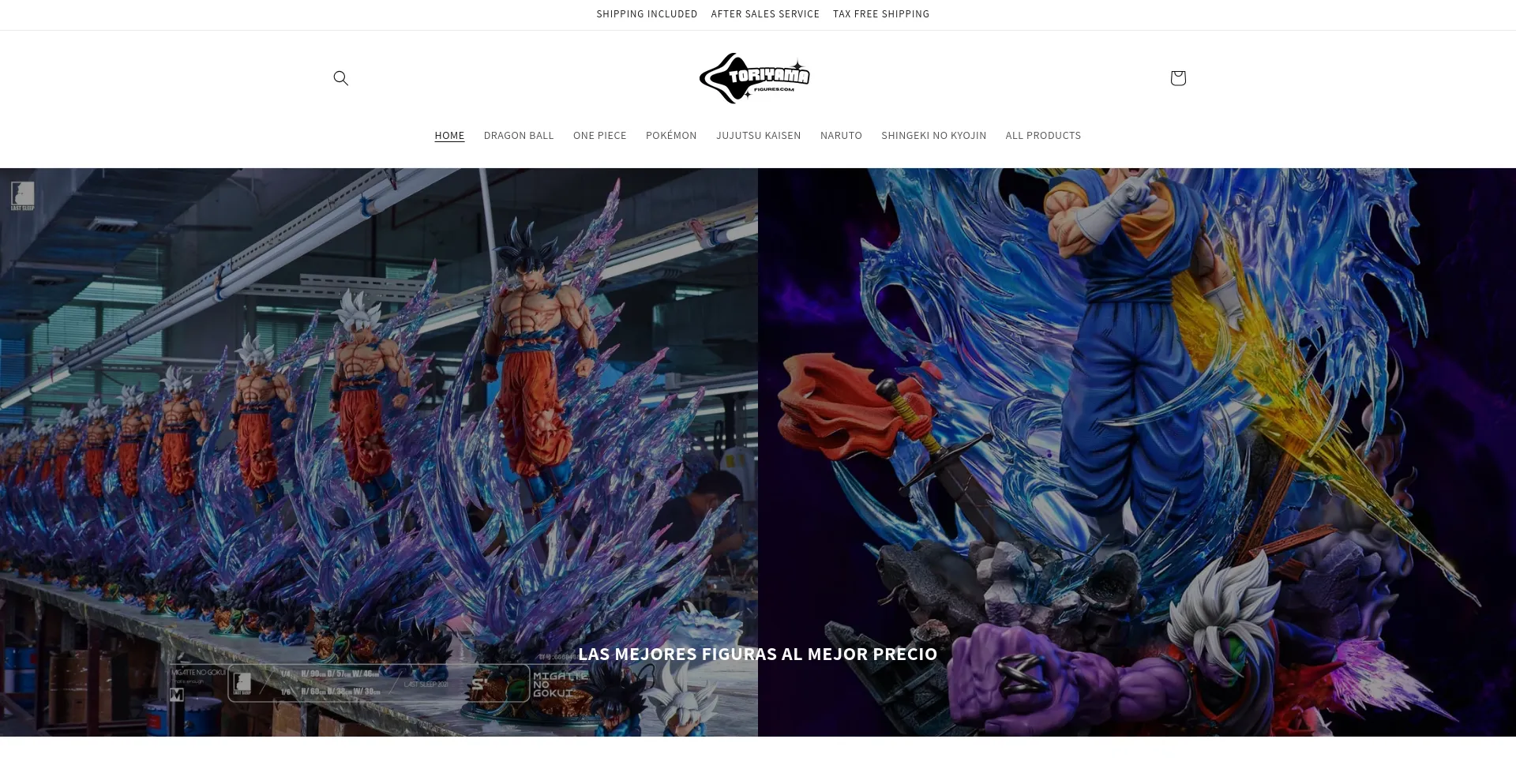 Screenshot of toriyamafigures.com homepage