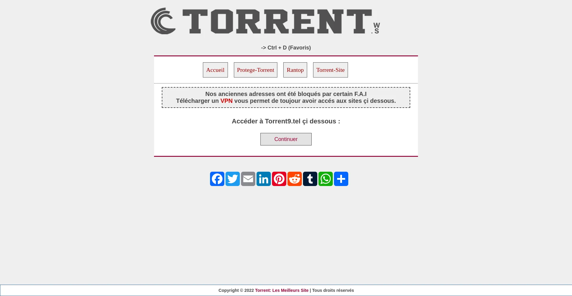 Screenshot of torrent9.day homepage