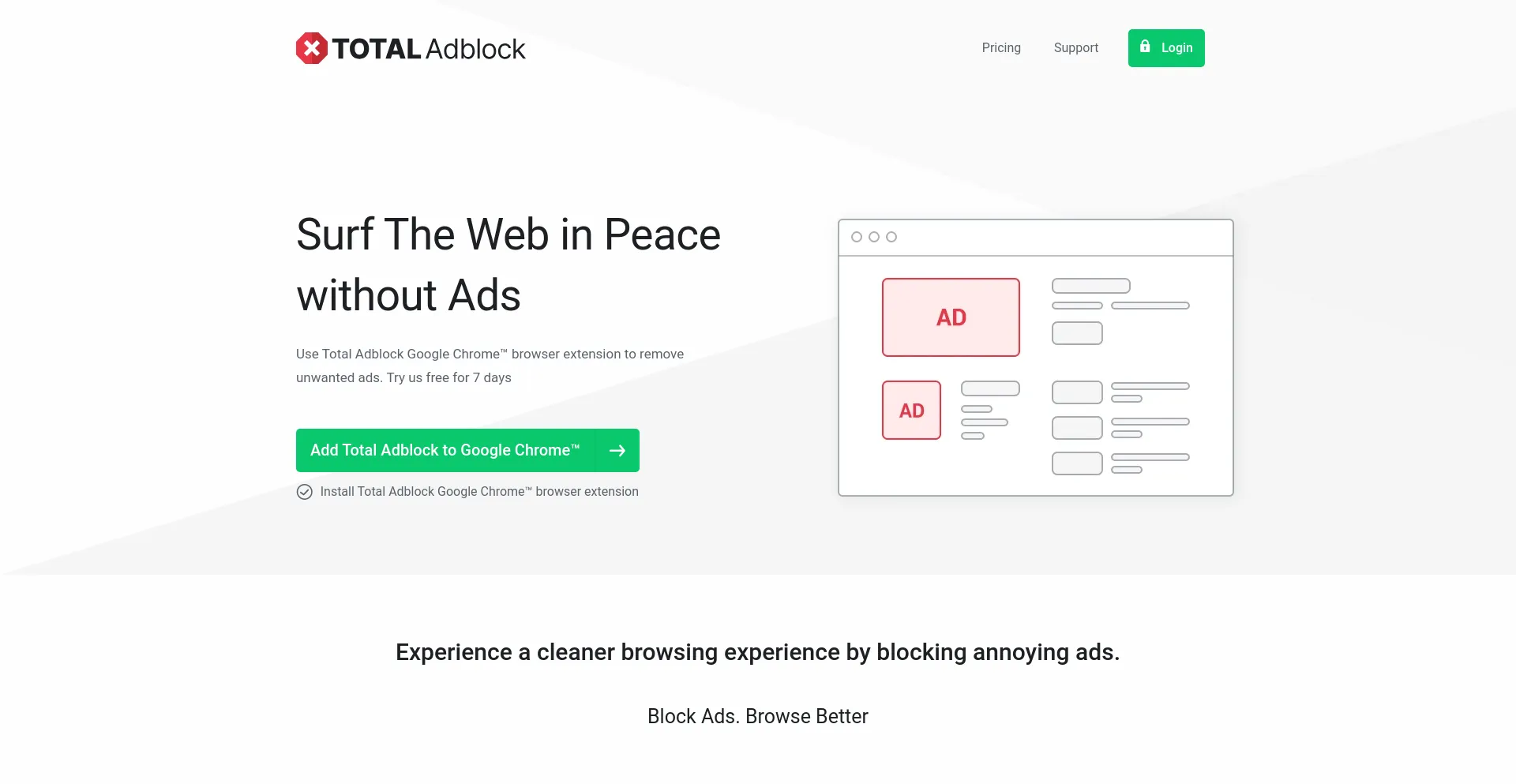 Screenshot of totaladblock.com homepage