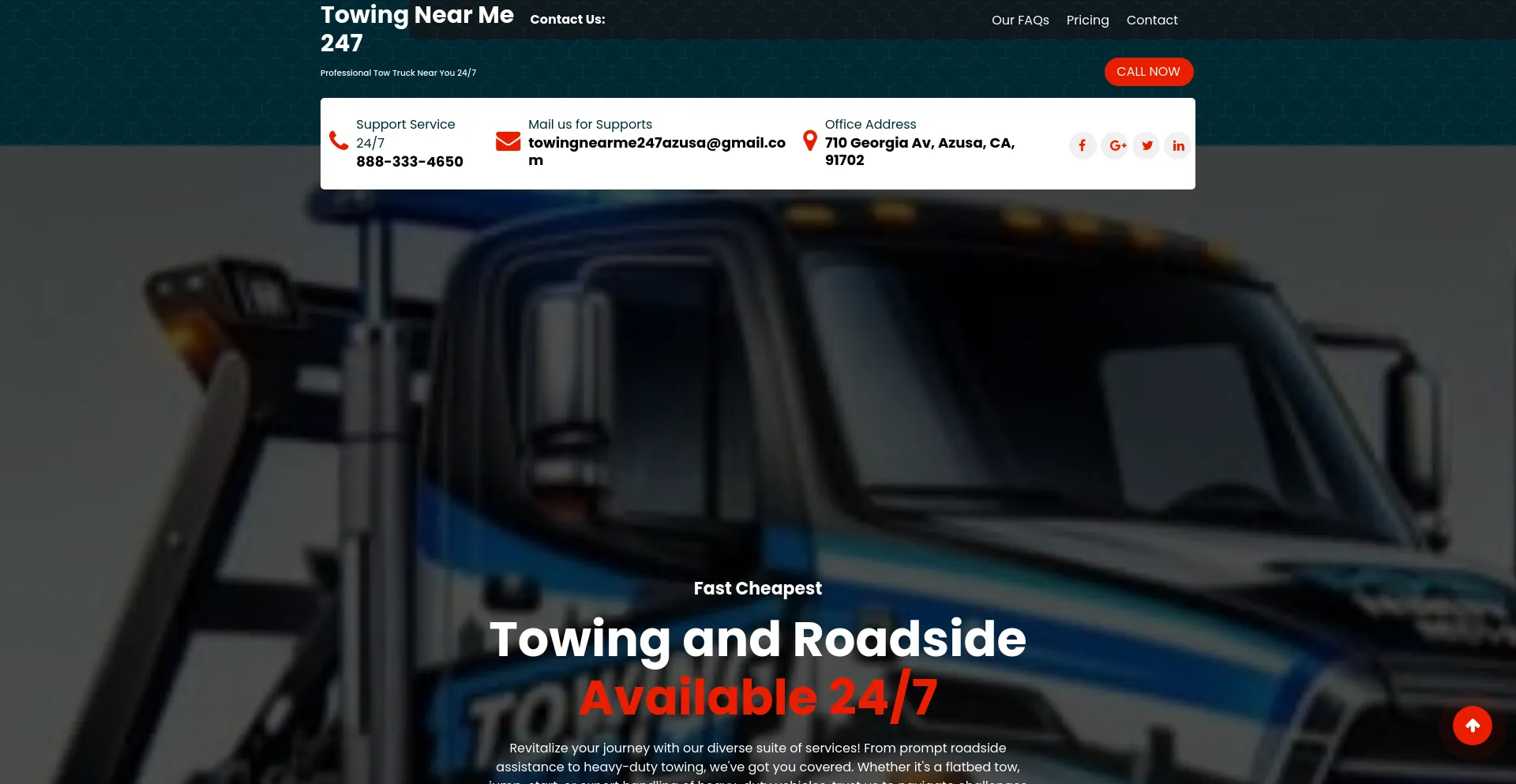 Screenshot of towingnearme247.com homepage