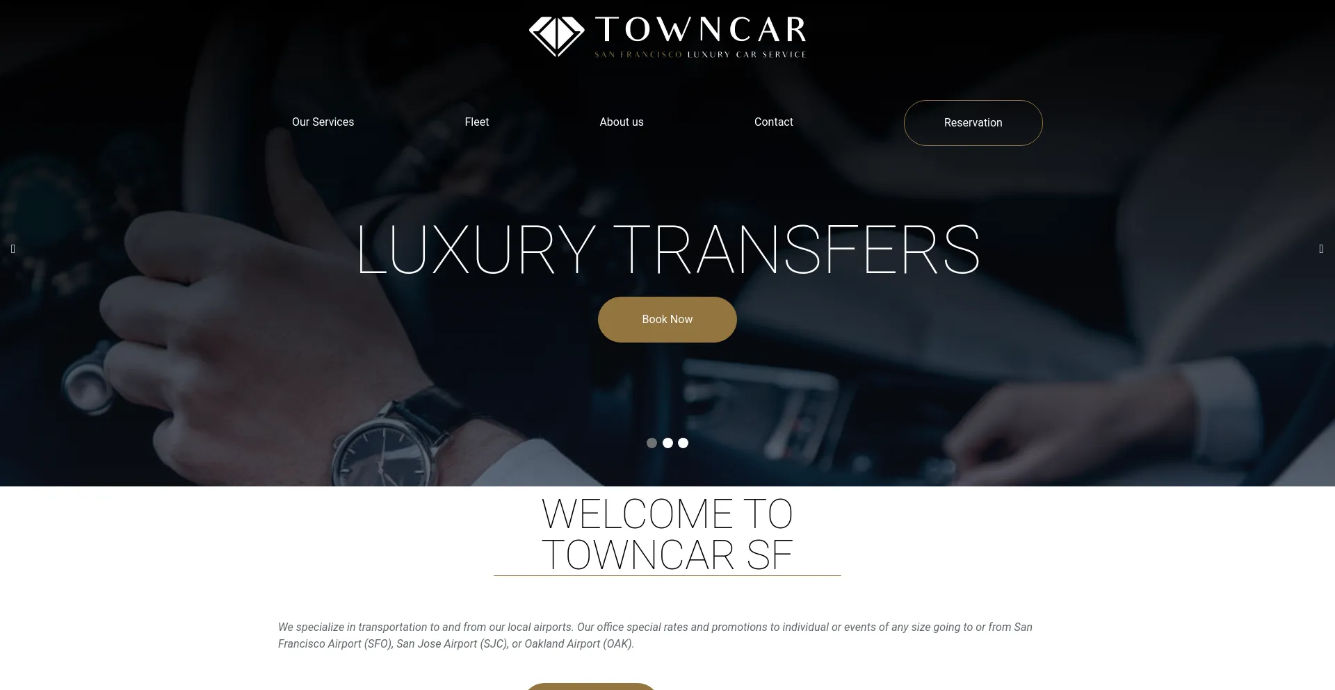 Screenshot of towncarsf.com homepage