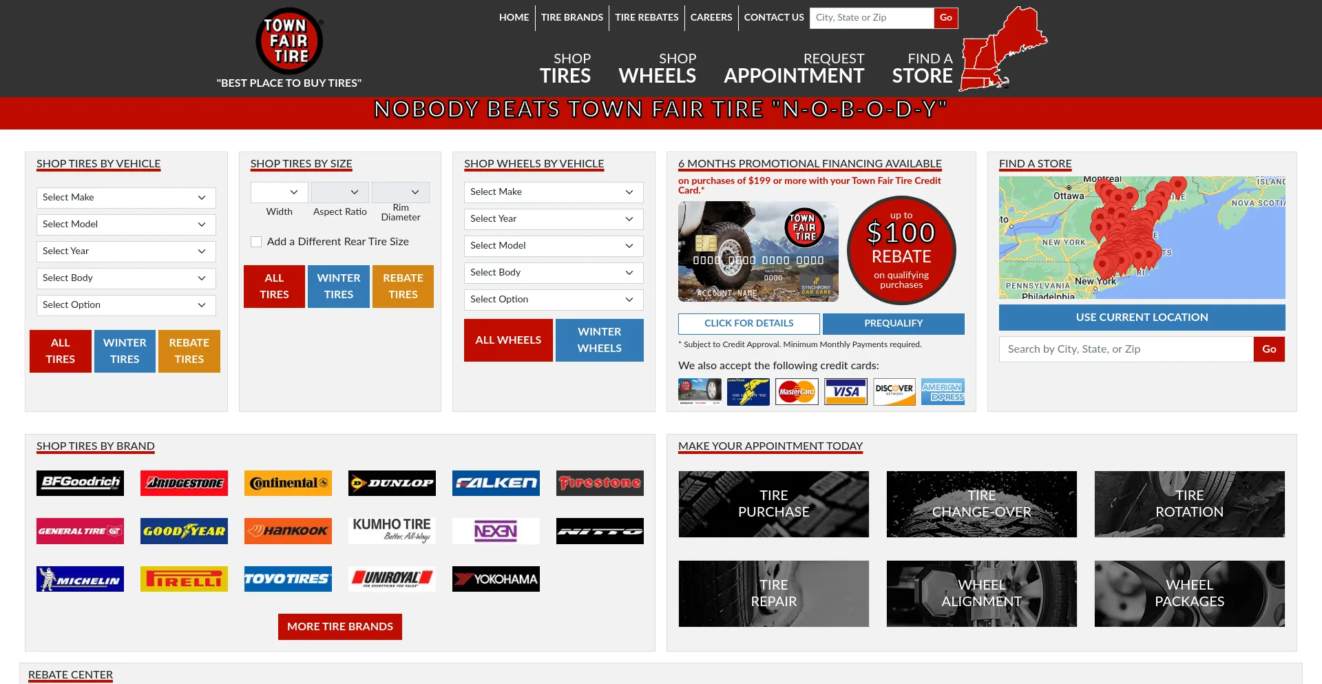 Screenshot of townfairtire.com homepage