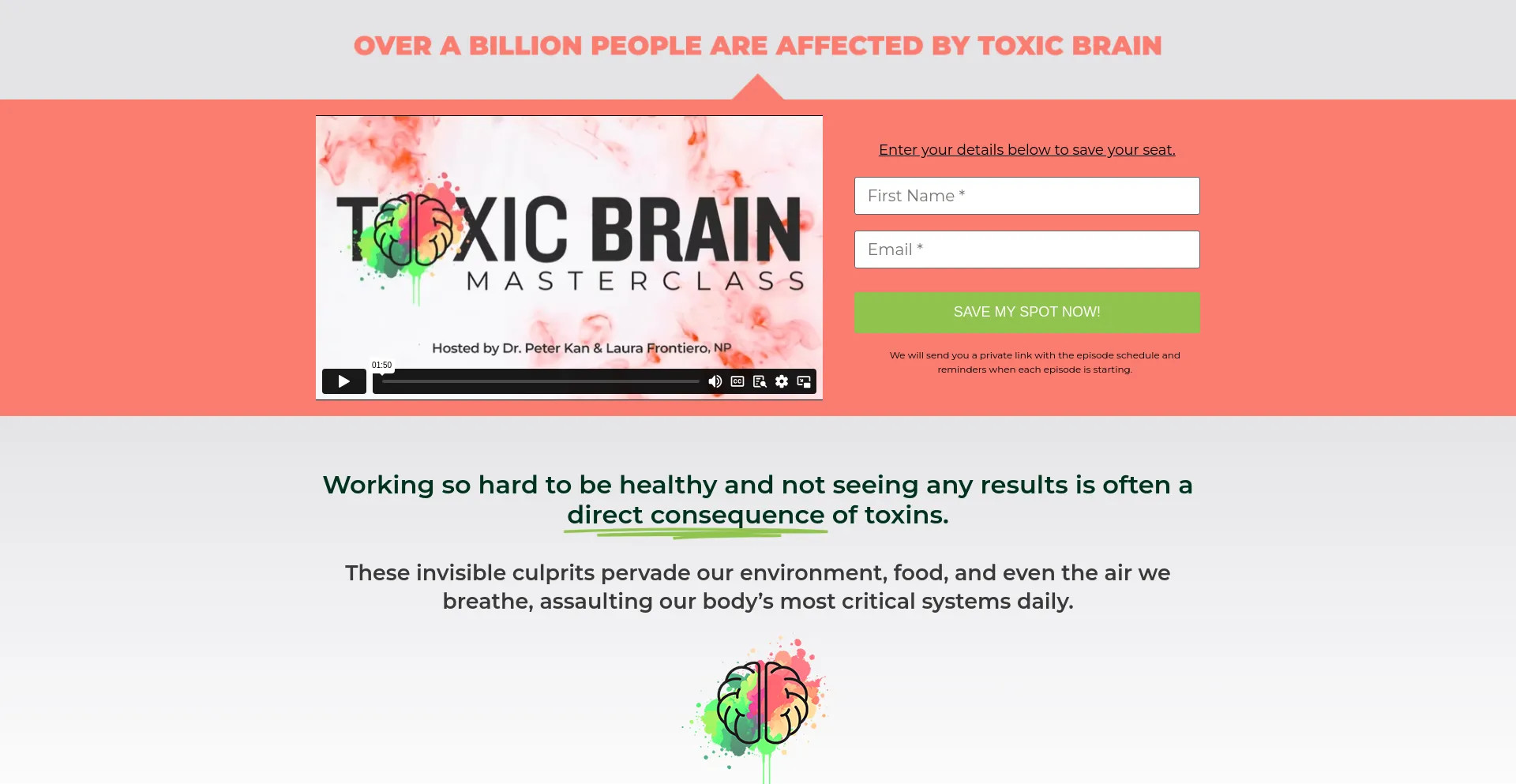 Screenshot of toxicbrainmasterclass.com homepage