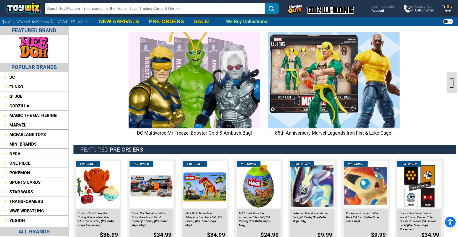 Screenshot of toywiz.com homepage