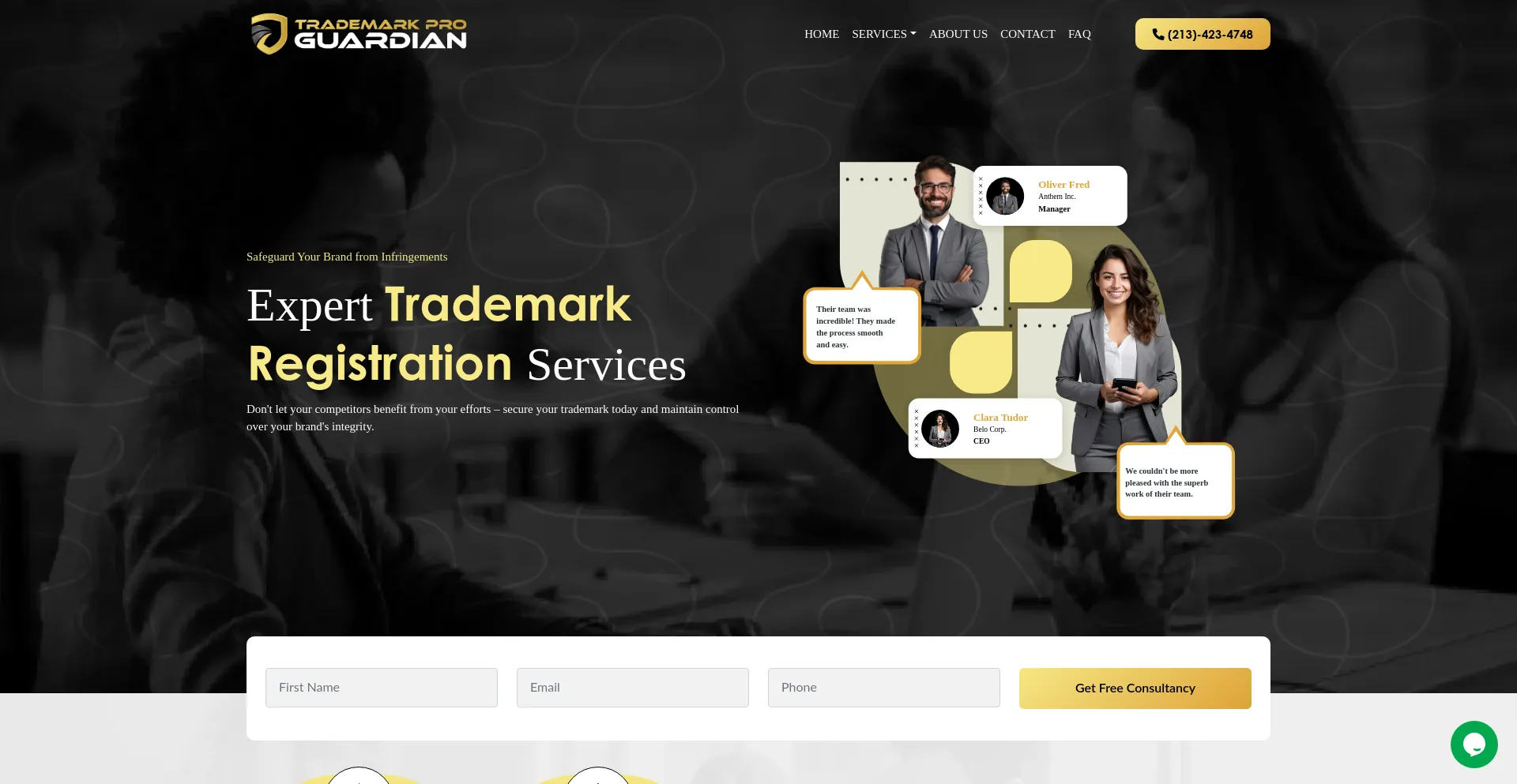 Screenshot of trademarkproguardian.com homepage