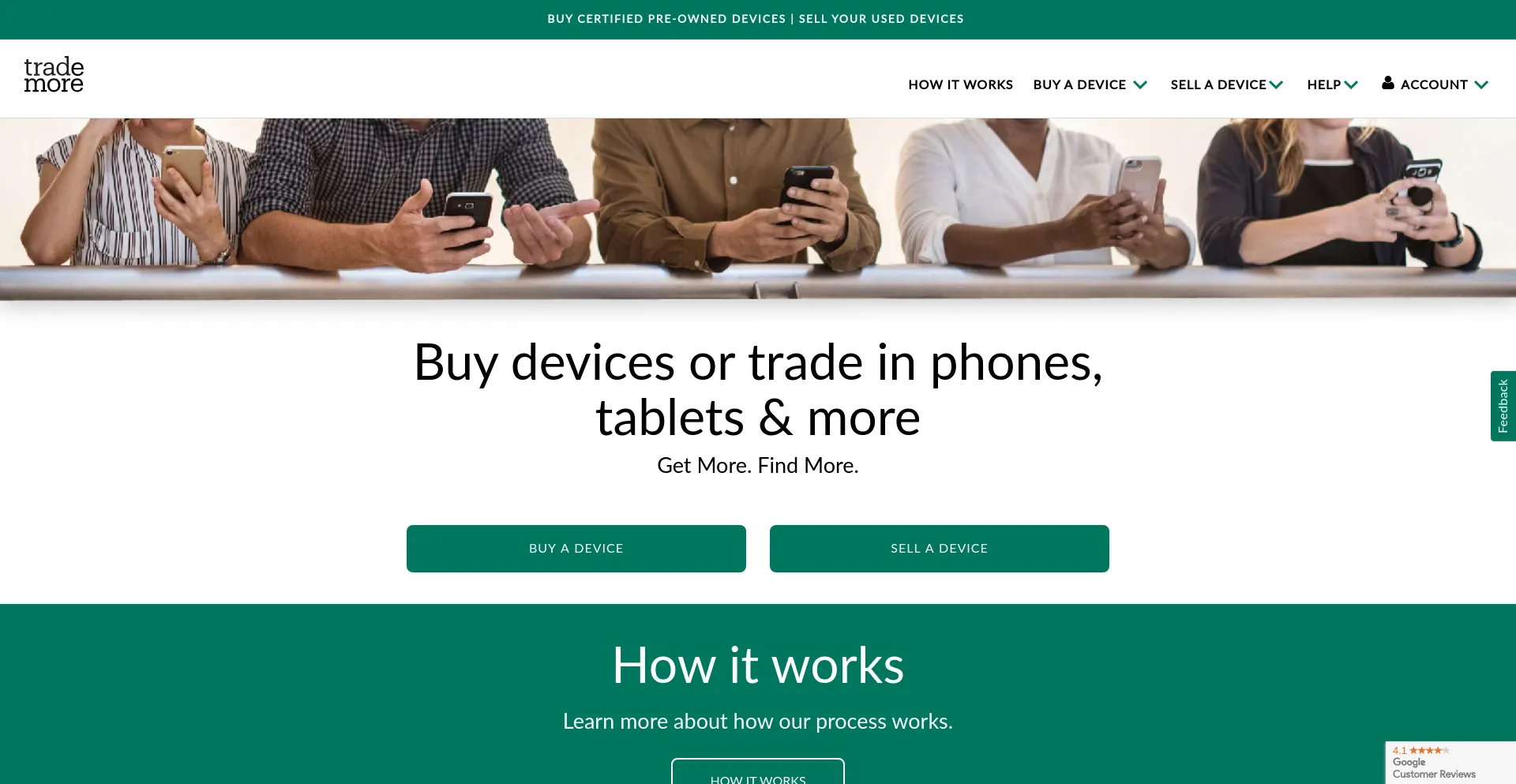 Screenshot of trademore.com homepage