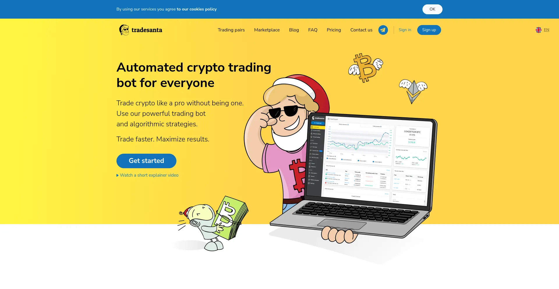 Screenshot of tradesanta.com homepage