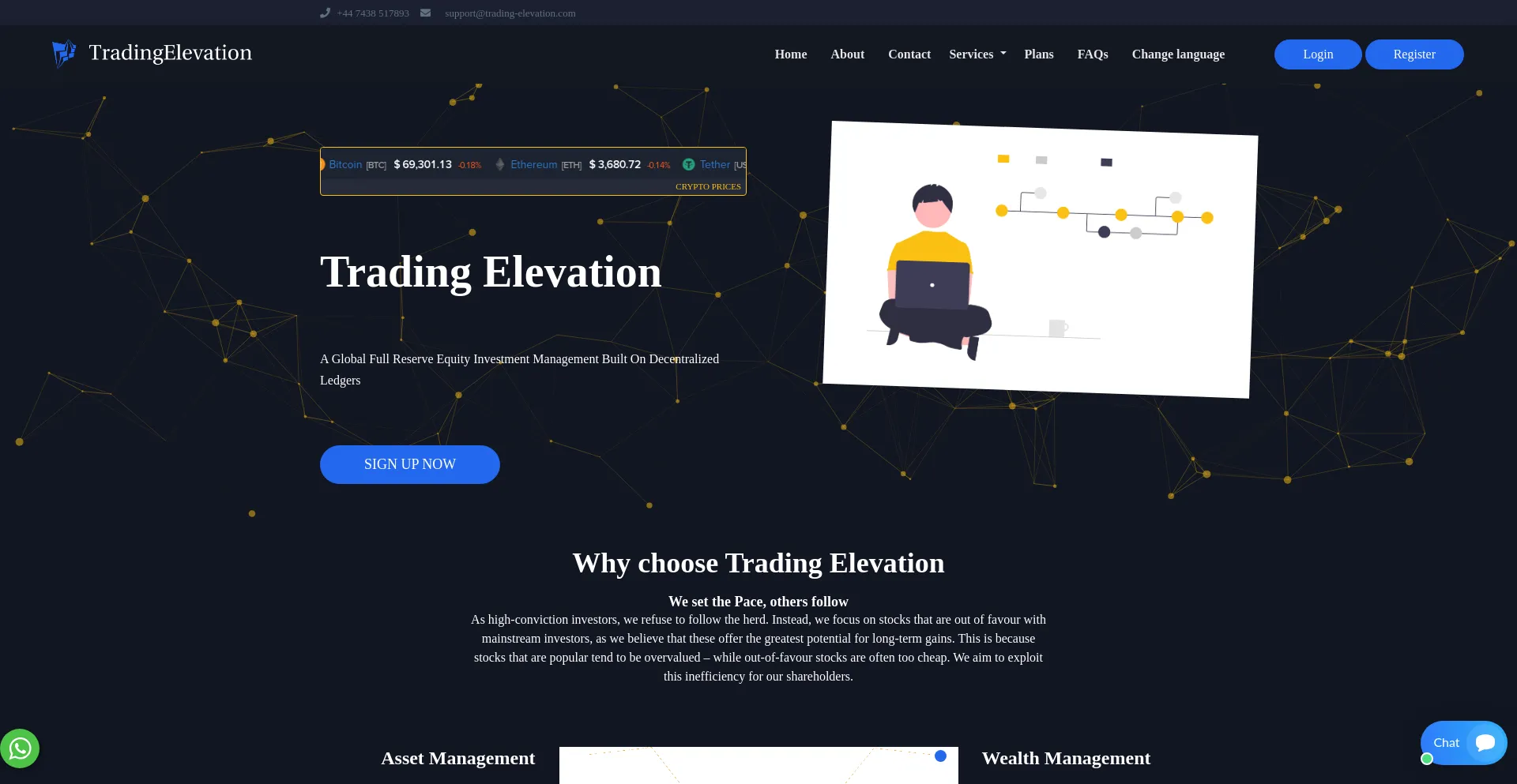 Screenshot of trading-elevation.net homepage