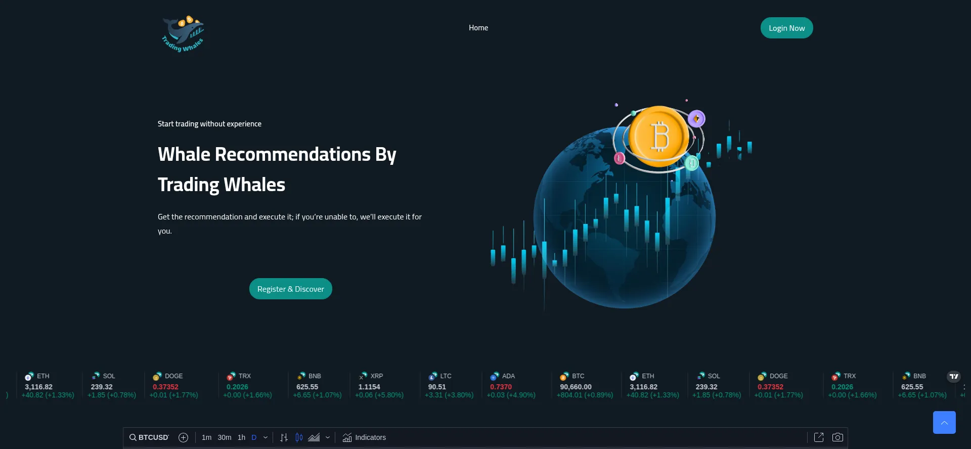 Screenshot of trading-whales.com homepage