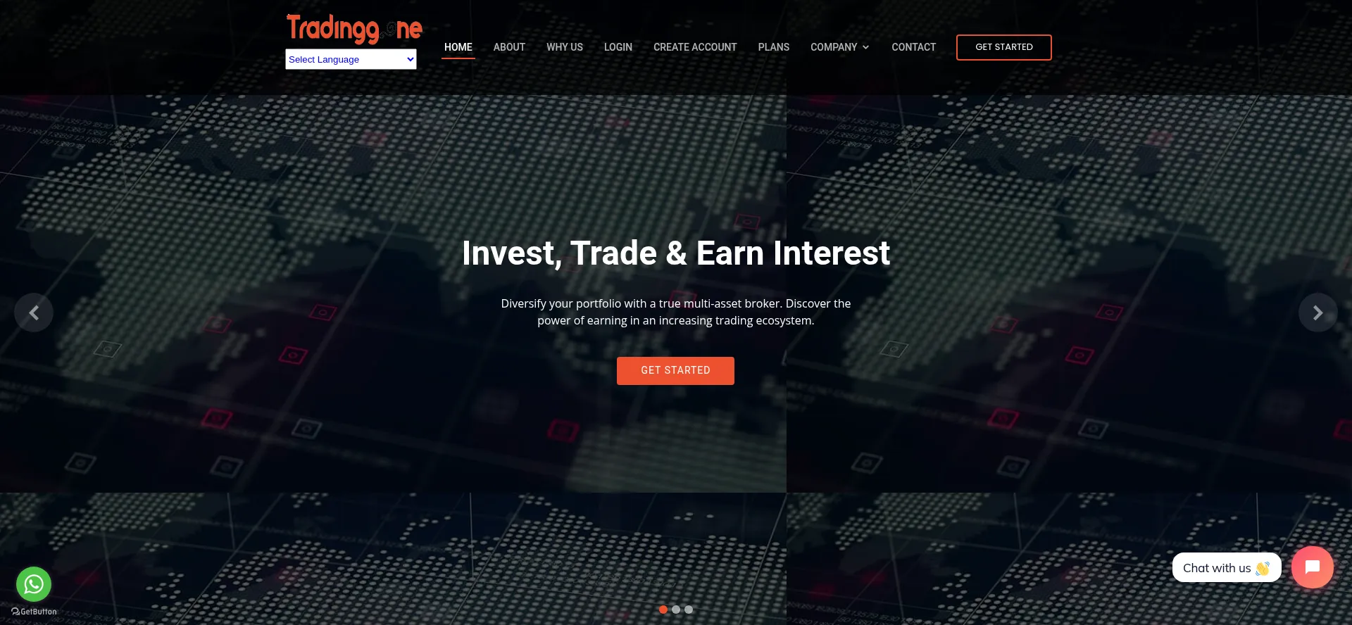 Screenshot of tradinggene.net homepage