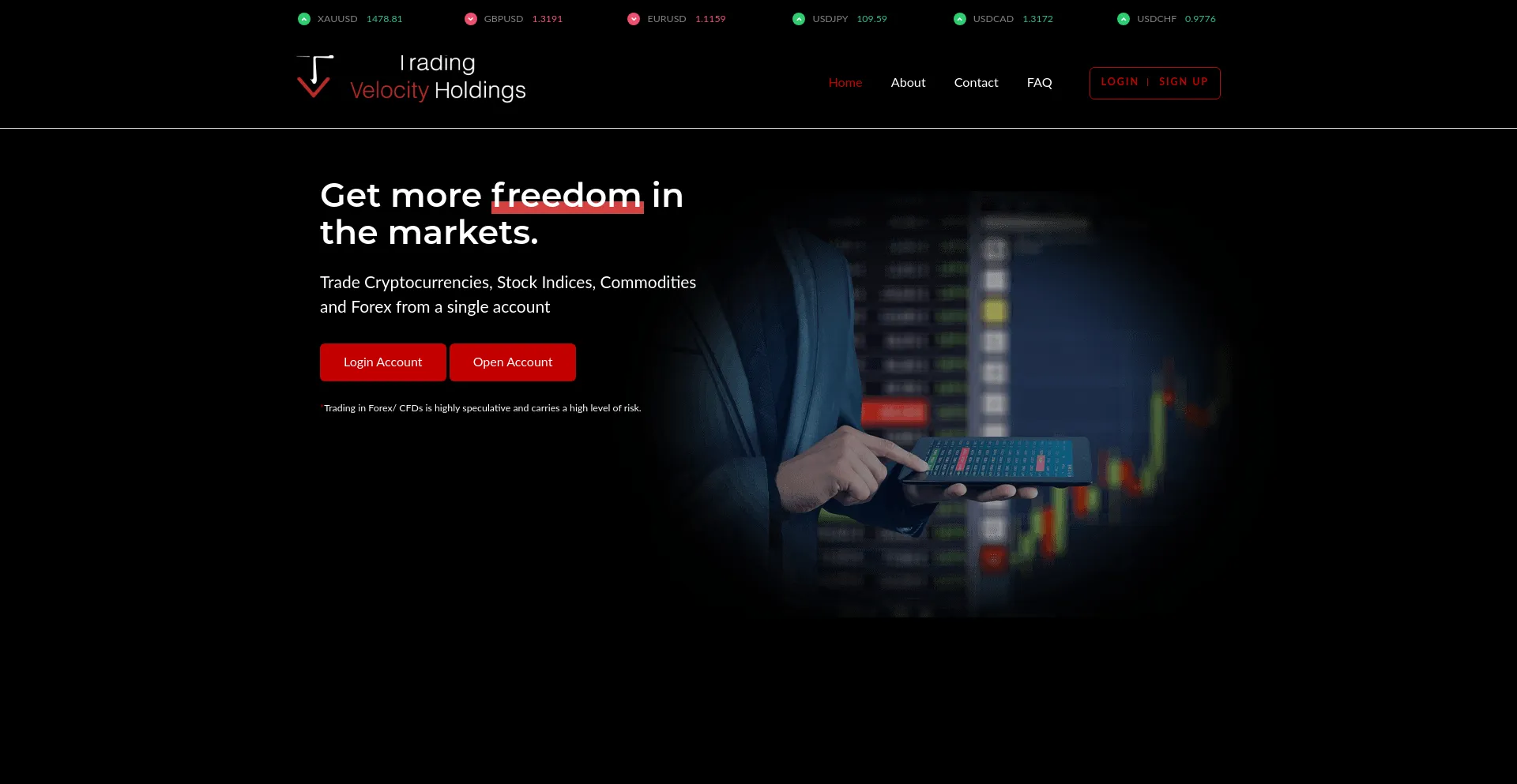 Screenshot of tradingvelocityholdings.com homepage