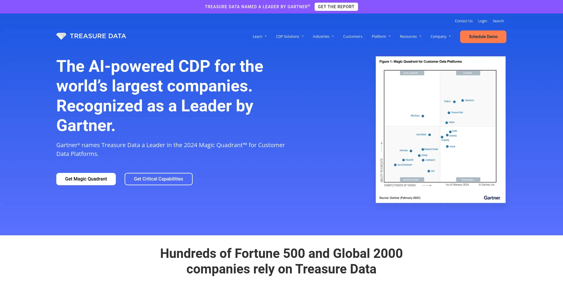 Screenshot of treasuredata.com homepage