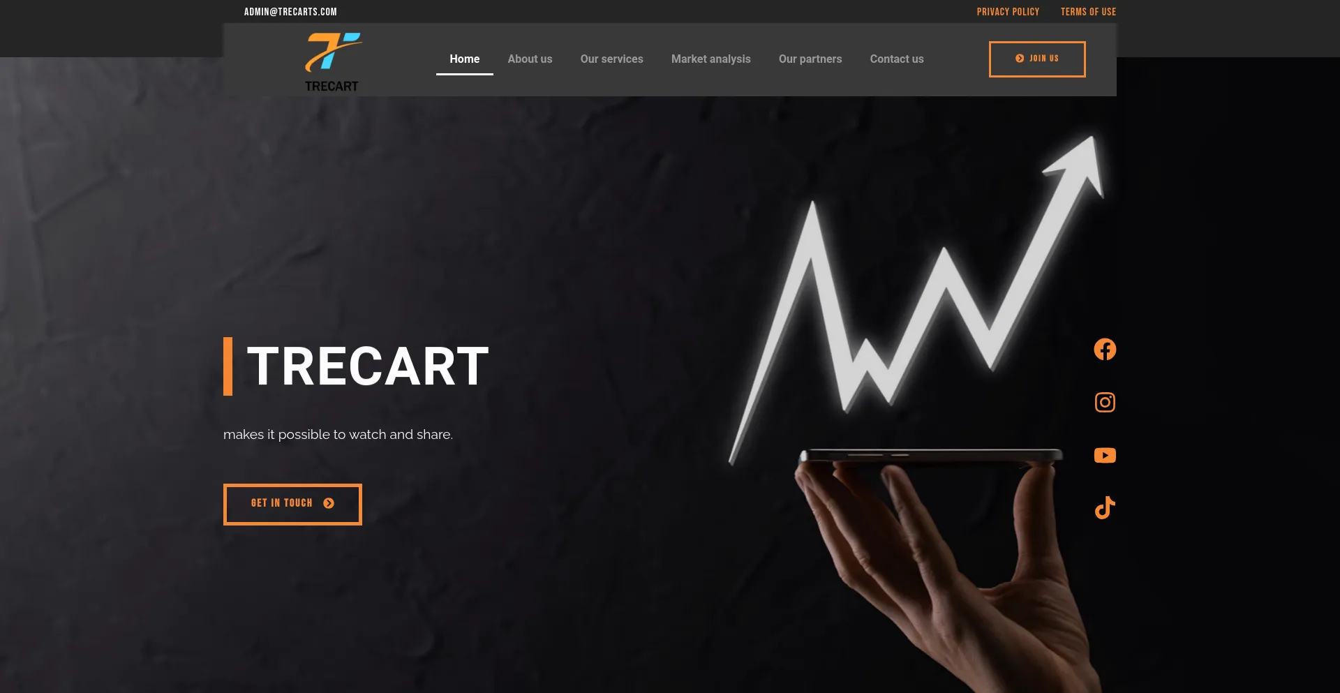 Screenshot of trecarts.com homepage