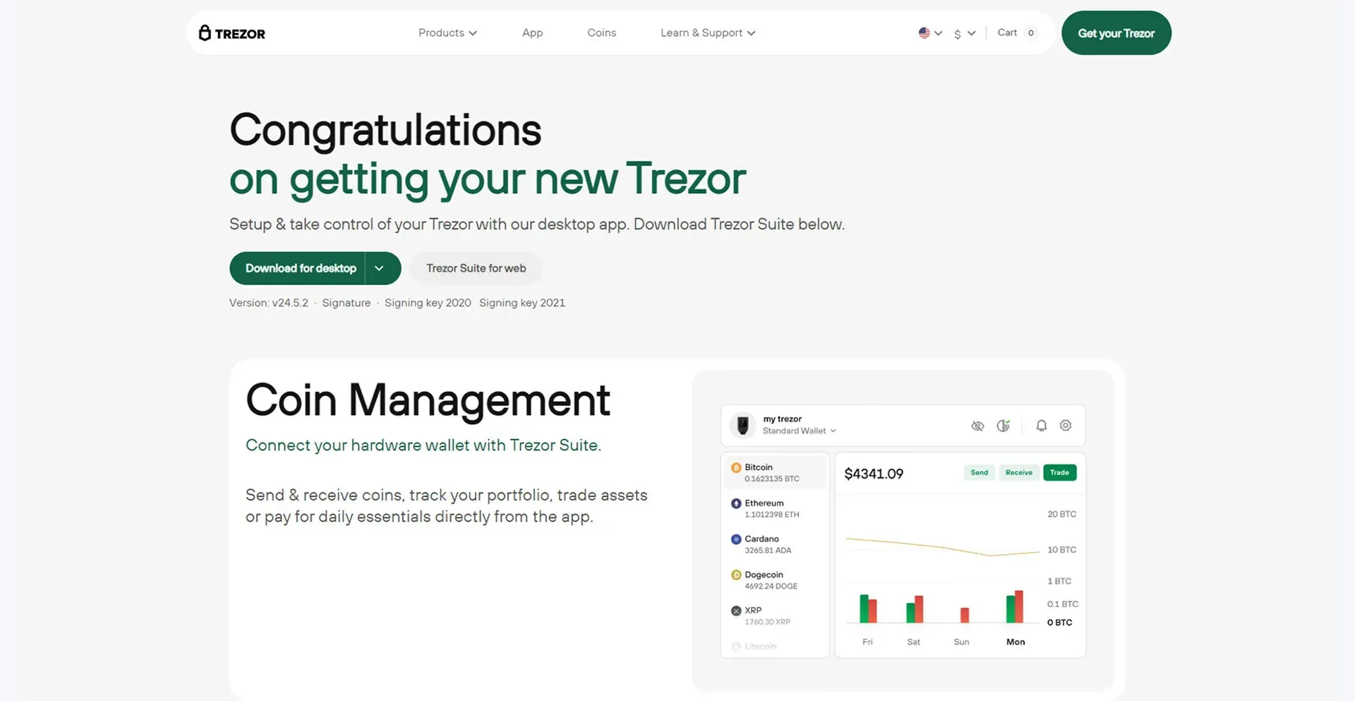 Screenshot of trezorisuite.us homepage