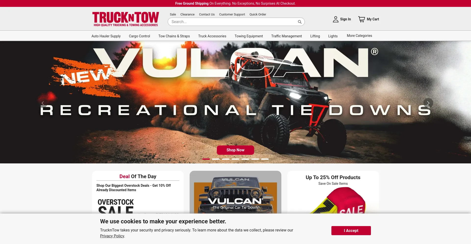 Screenshot of truckntow.com homepage