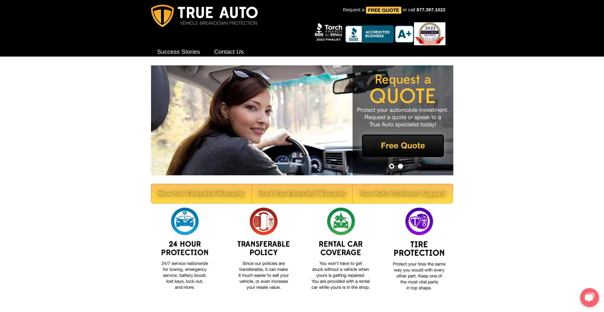 Screenshot of trueautoprotection.com homepage