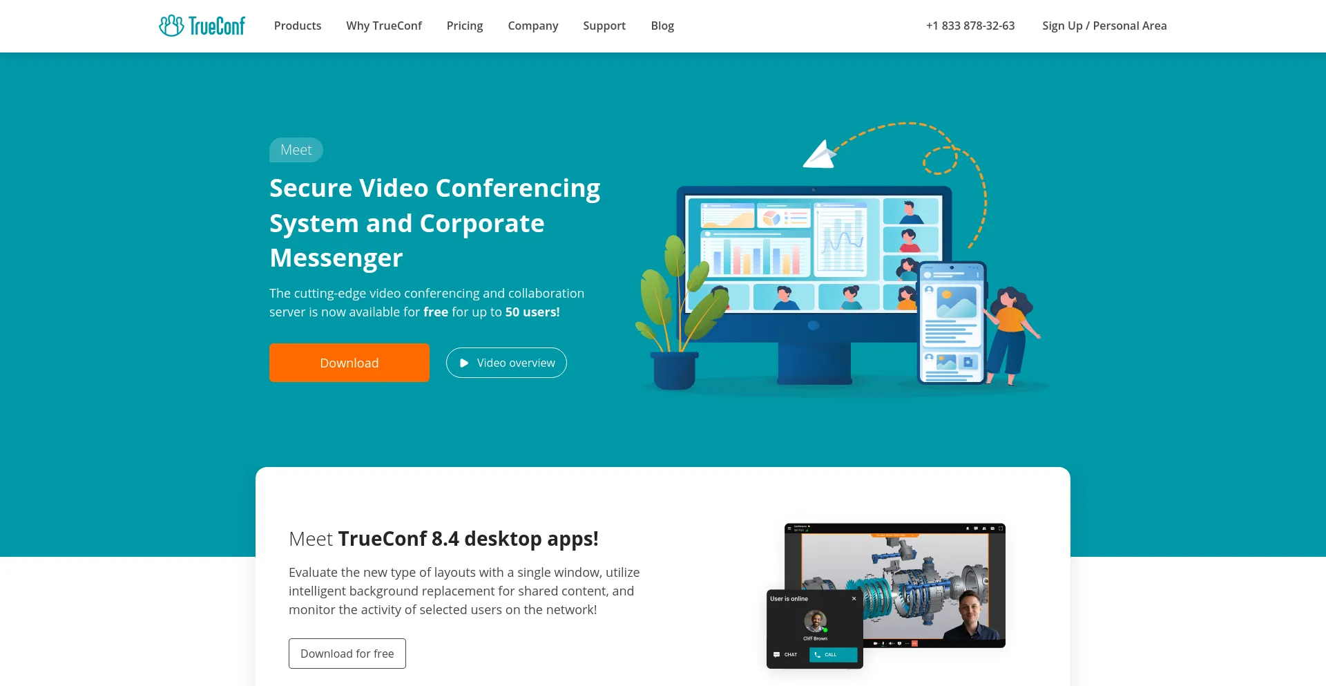 Screenshot of trueconf.com homepage
