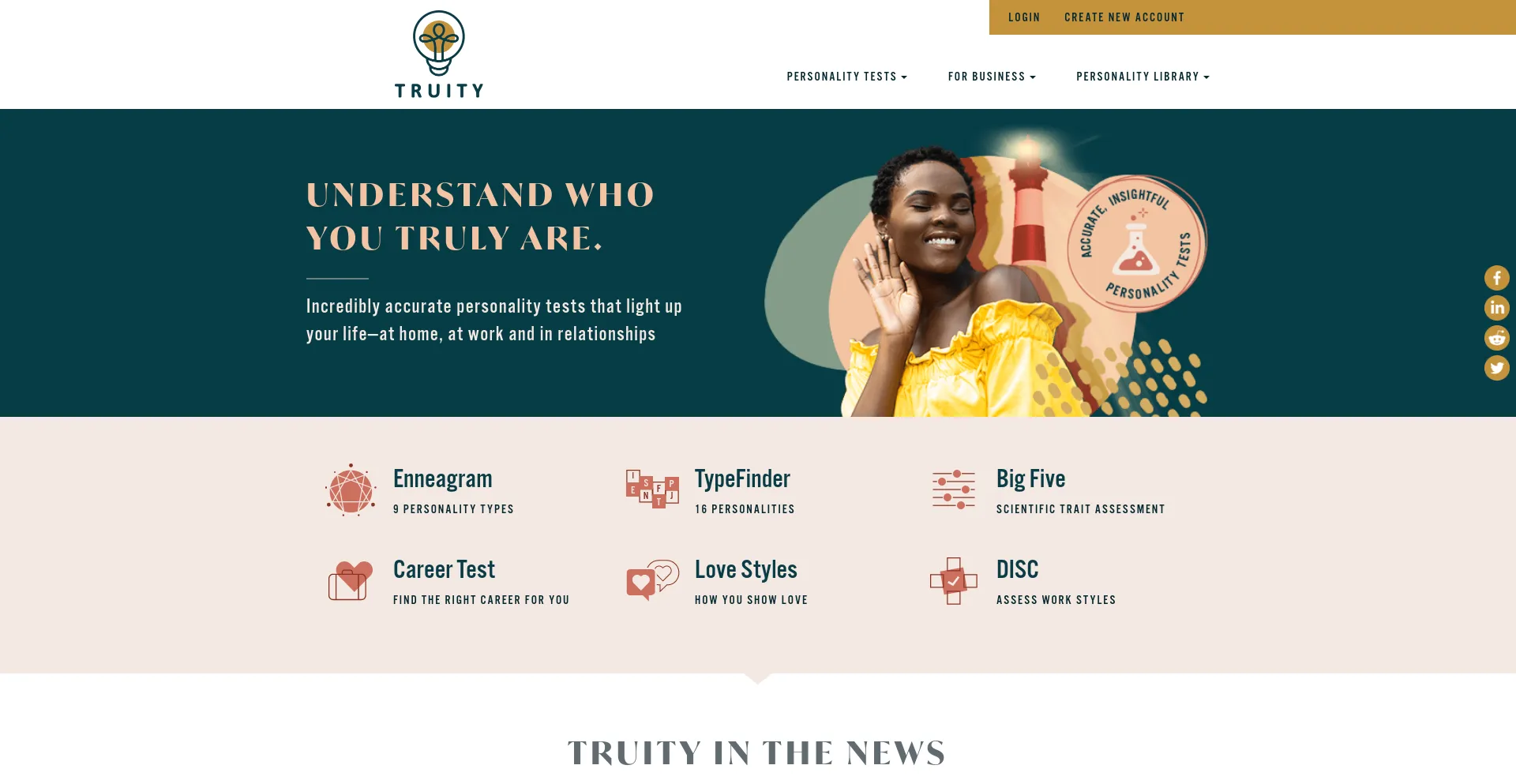 Screenshot of truity.com homepage