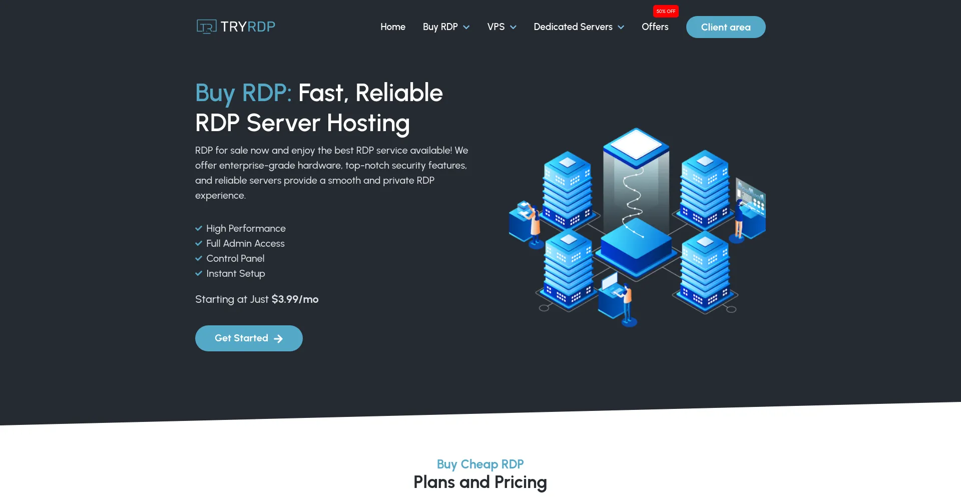 Screenshot of tryrdp.com homepage