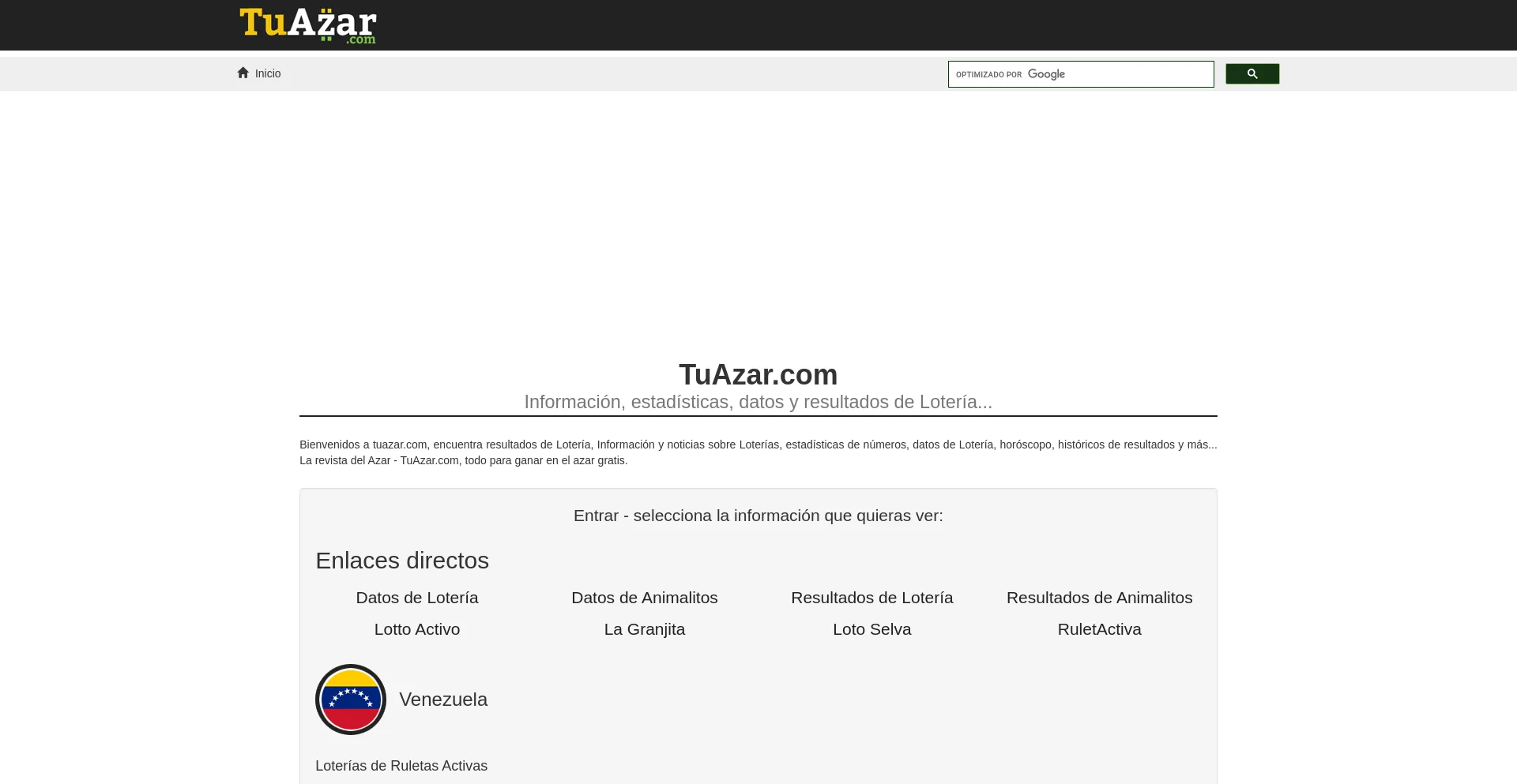 Screenshot of tuazar.com homepage