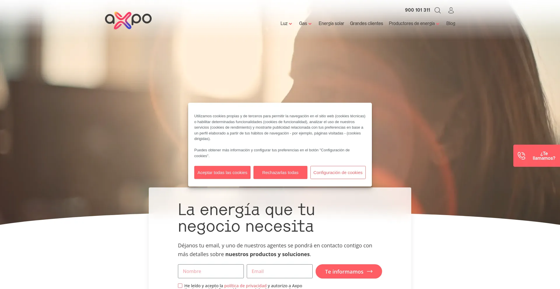 Screenshot of tuenergia.axpo.com homepage