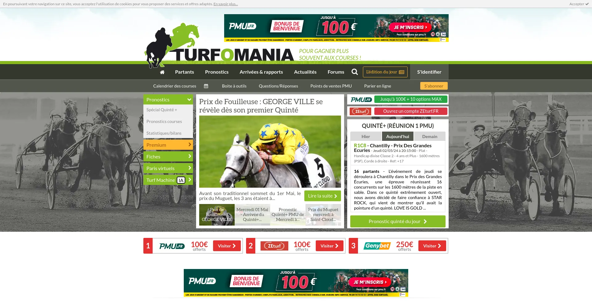 Screenshot of turfomania.fr homepage