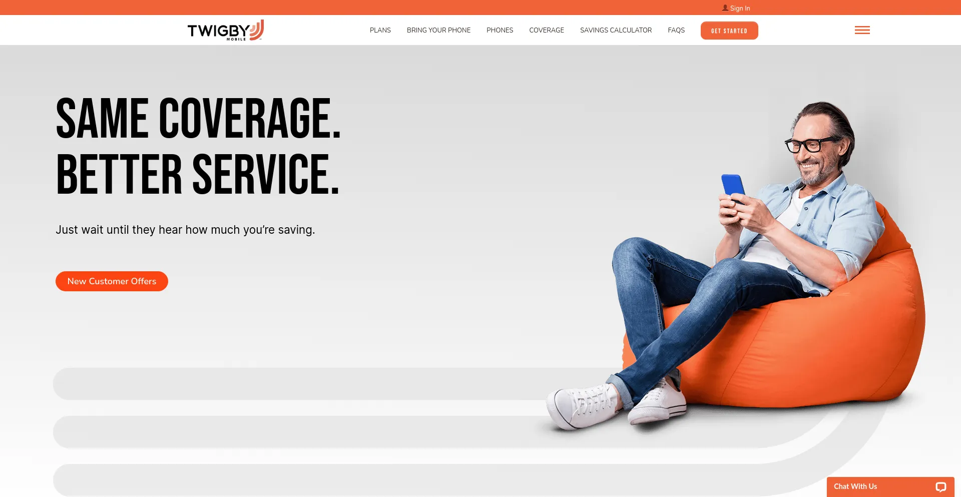 Screenshot of twigby.com homepage