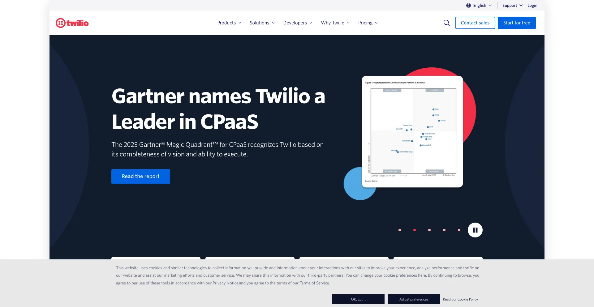 Screenshot of twilio.com homepage