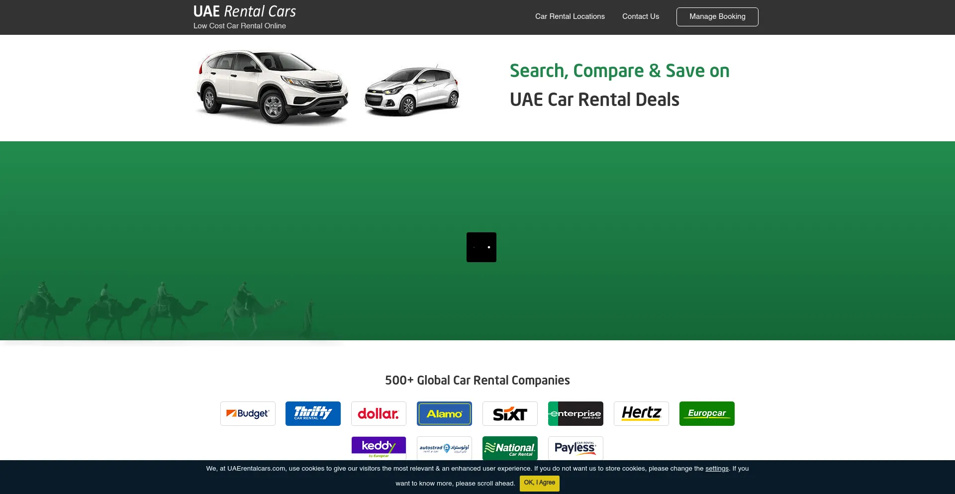 Screenshot of uaerentalcars.com homepage