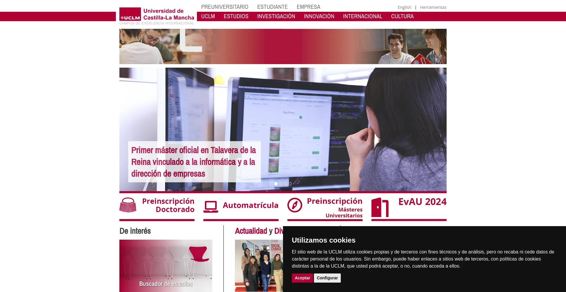 Screenshot of uclm.es homepage