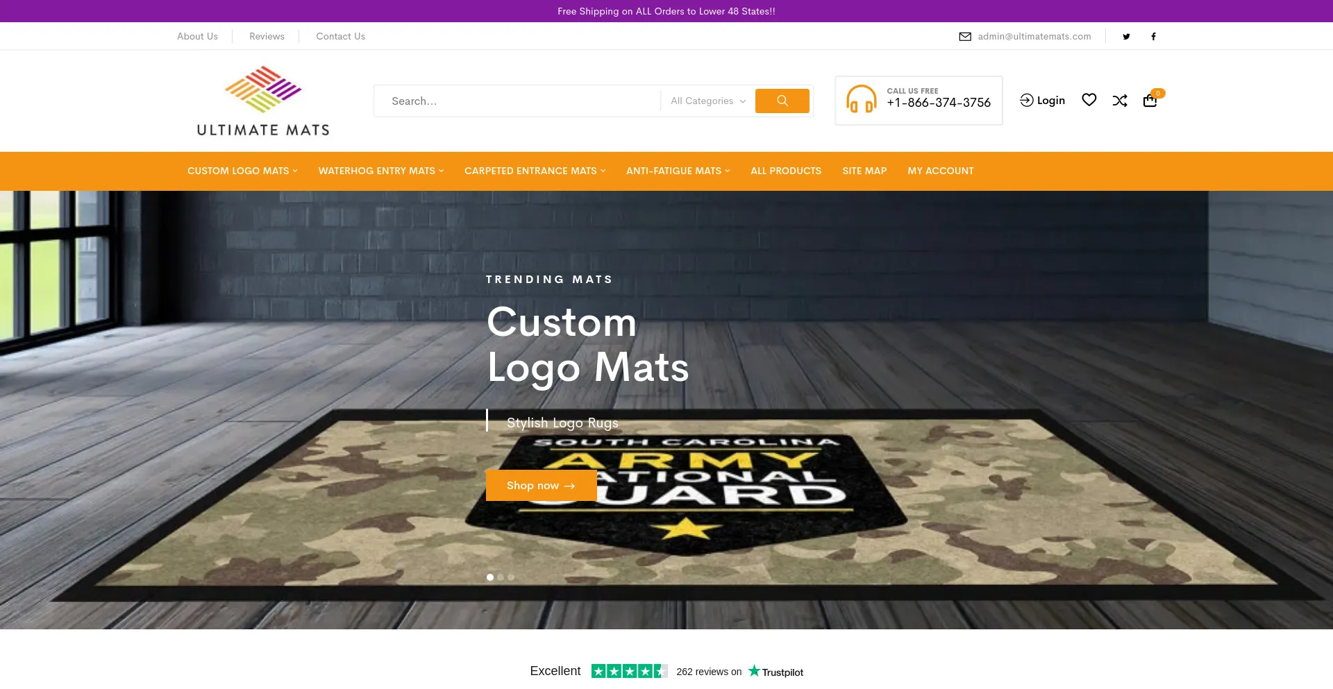 Screenshot of ultimatemats.com homepage