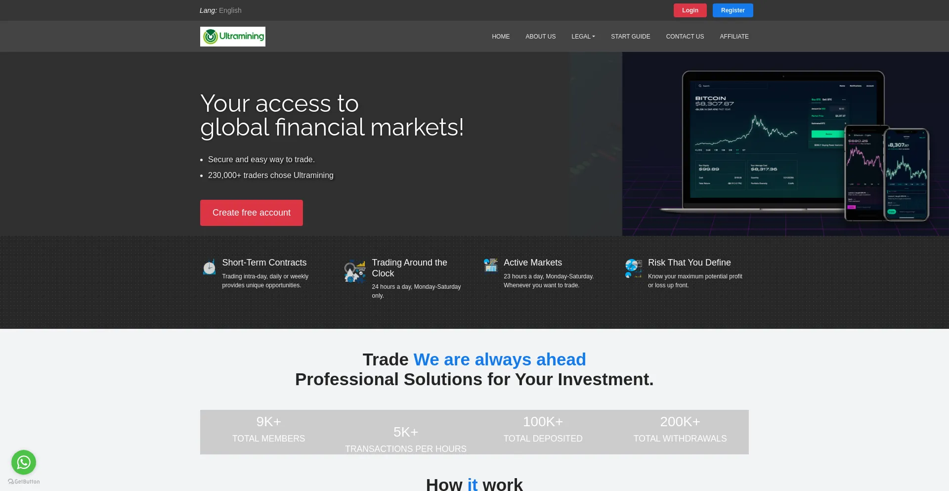 Screenshot of ultramining.net homepage