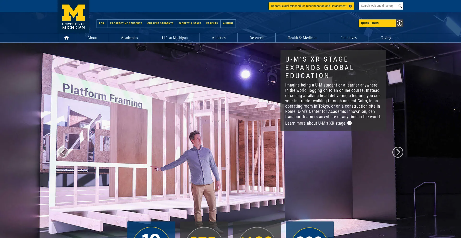 Screenshot of umich.edu homepage