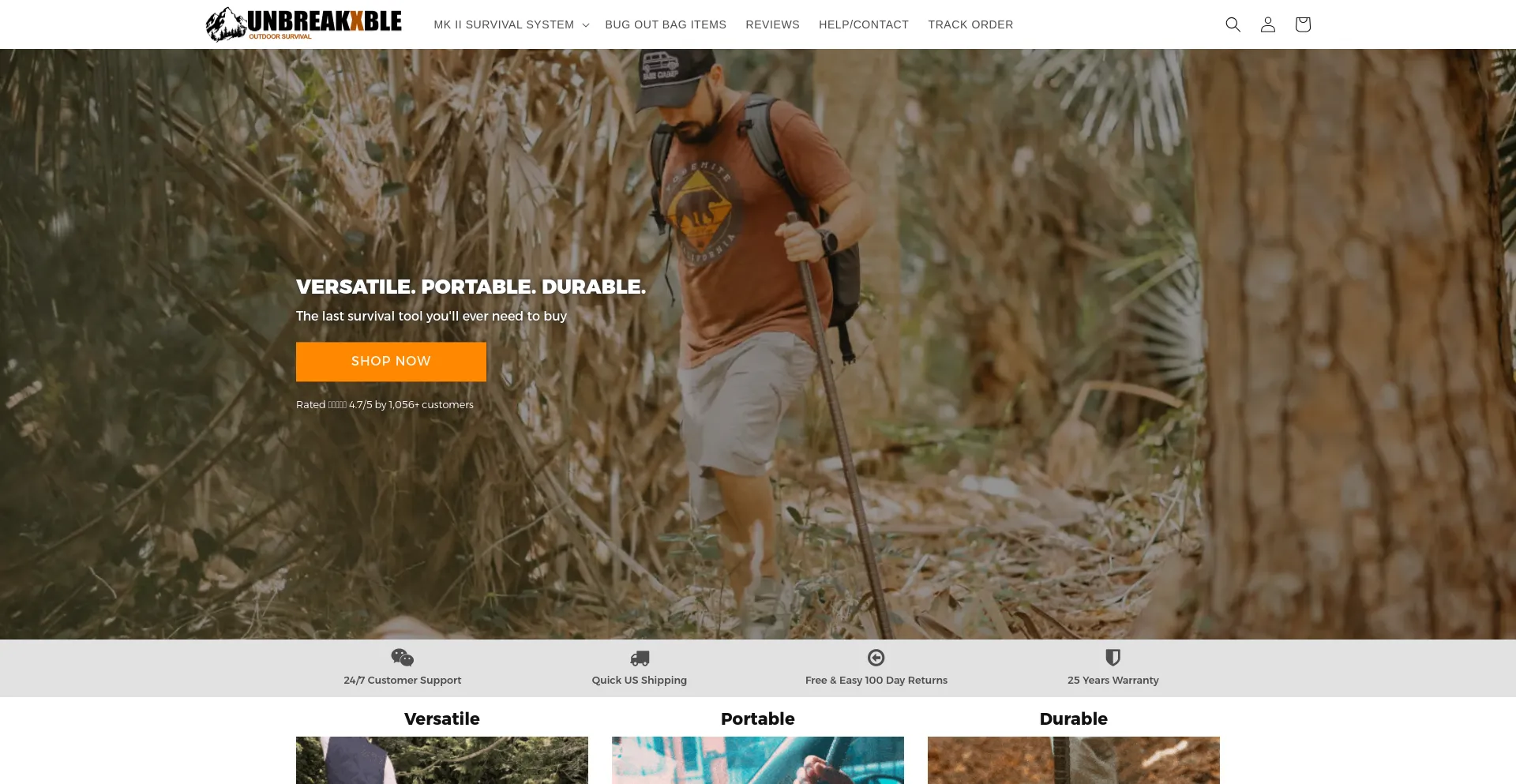 Screenshot of unbreakxble.com homepage