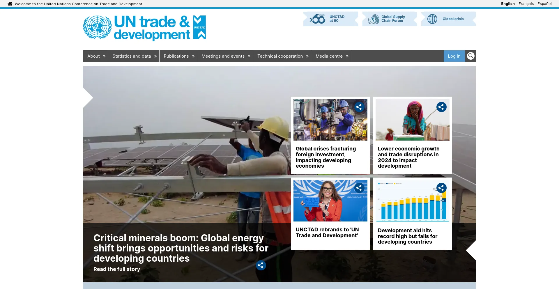 Screenshot of unctad.org homepage