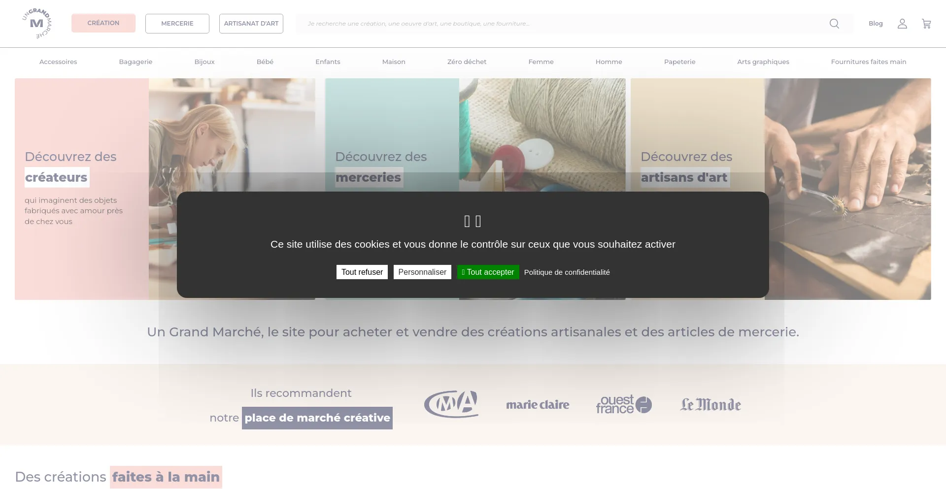 Screenshot of ungrandmarche.fr homepage