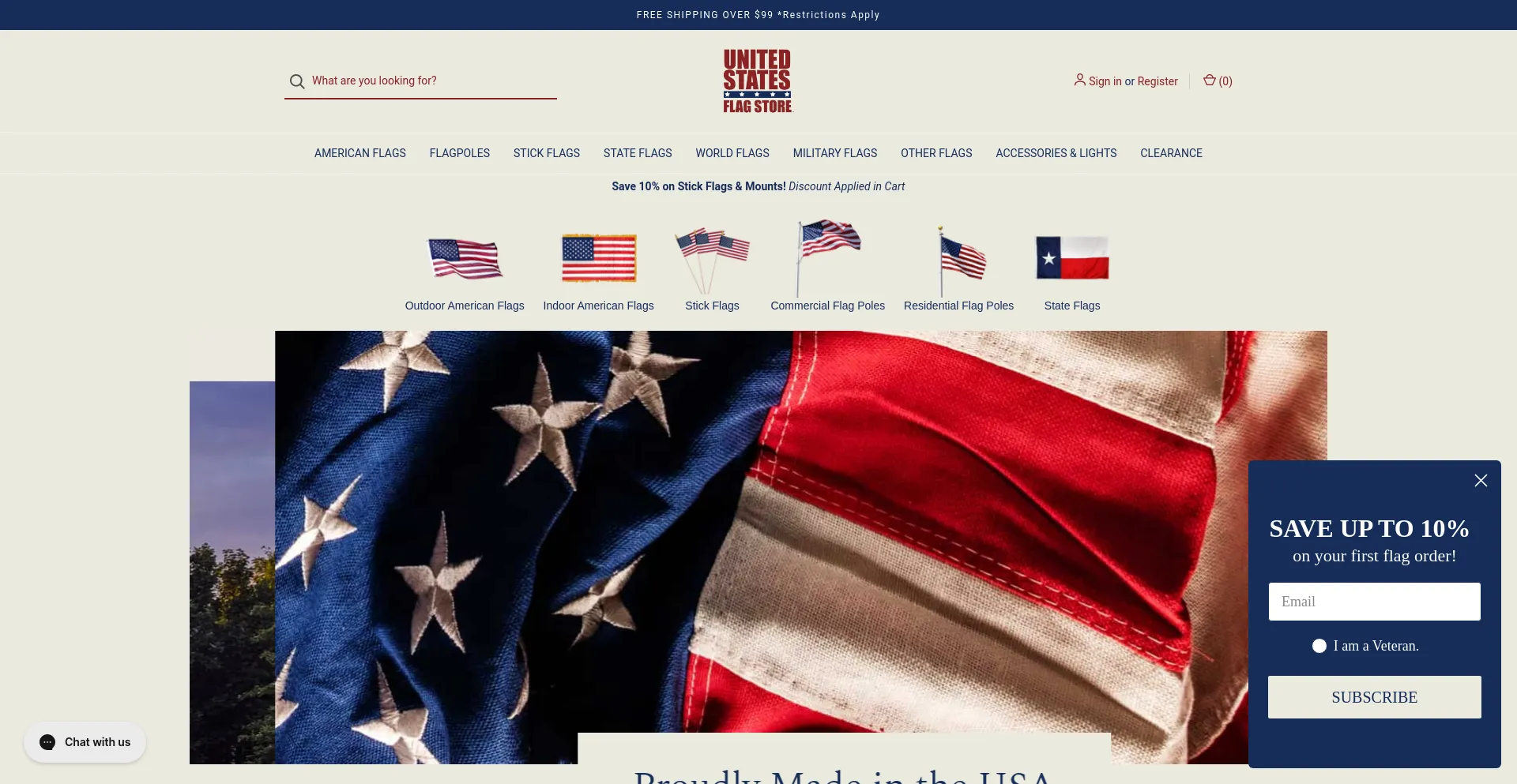 Screenshot of united-states-flag.com homepage