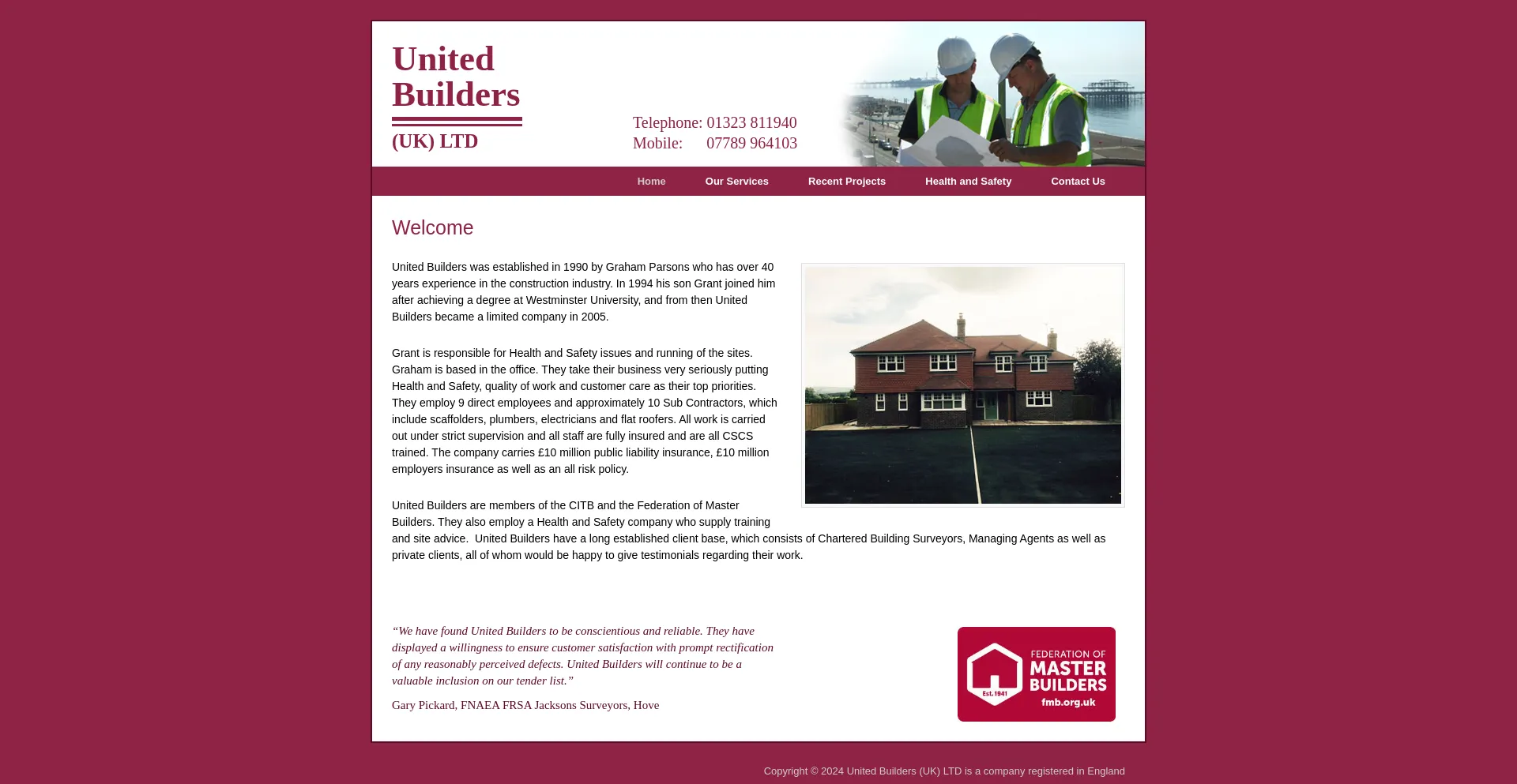 Screenshot of unitedbuildersuk.com homepage