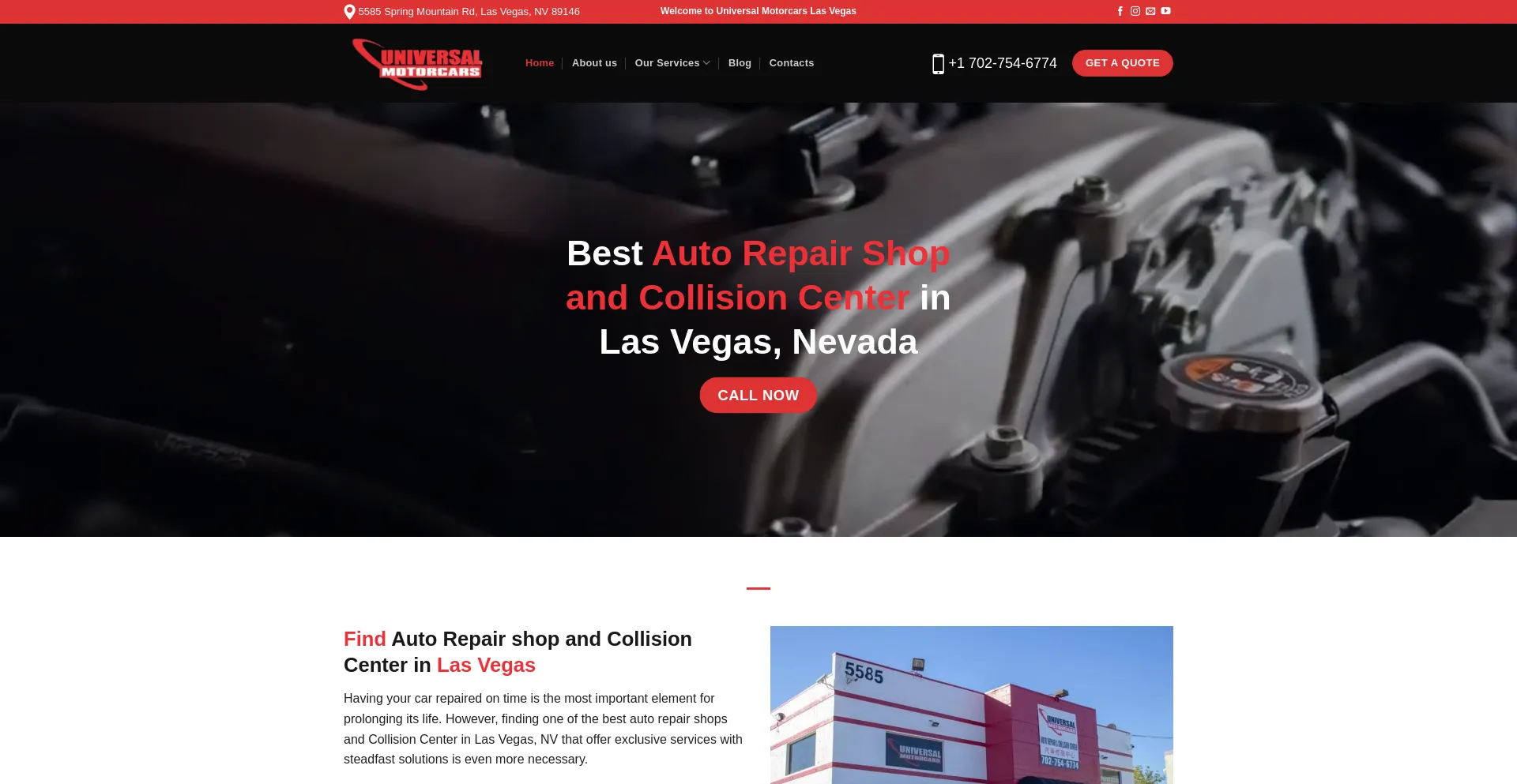 Screenshot of universalmotorcarslv.com homepage