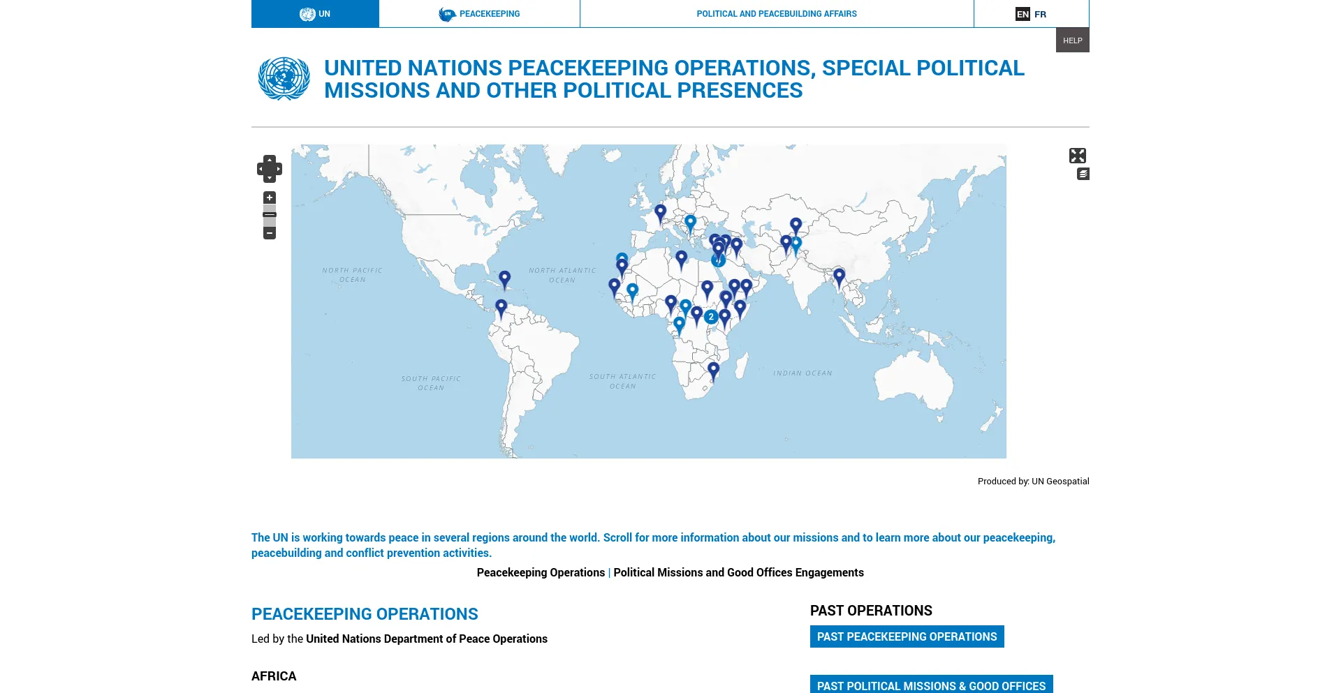 Screenshot of unmissions.org homepage