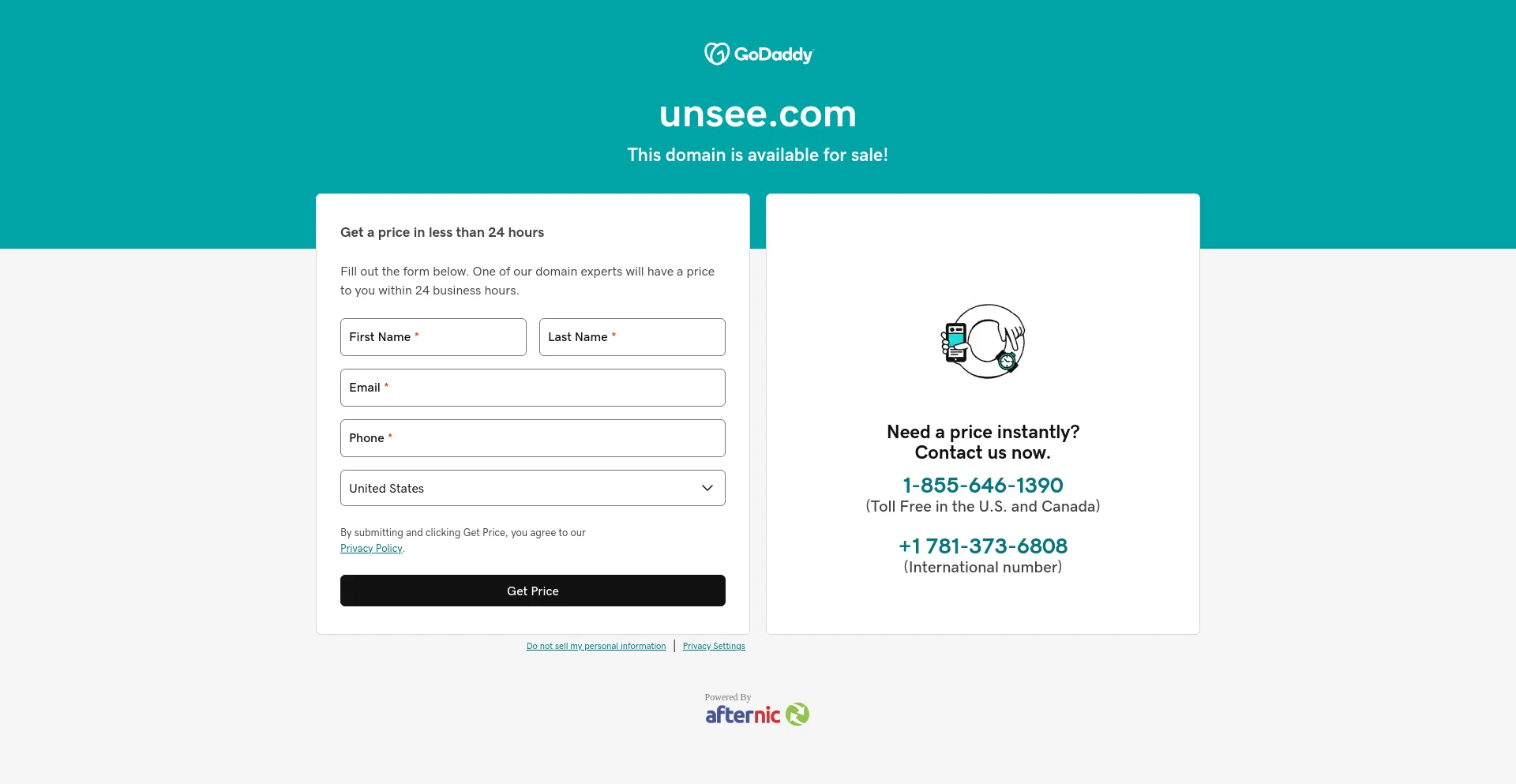 Screenshot of unsee.com homepage