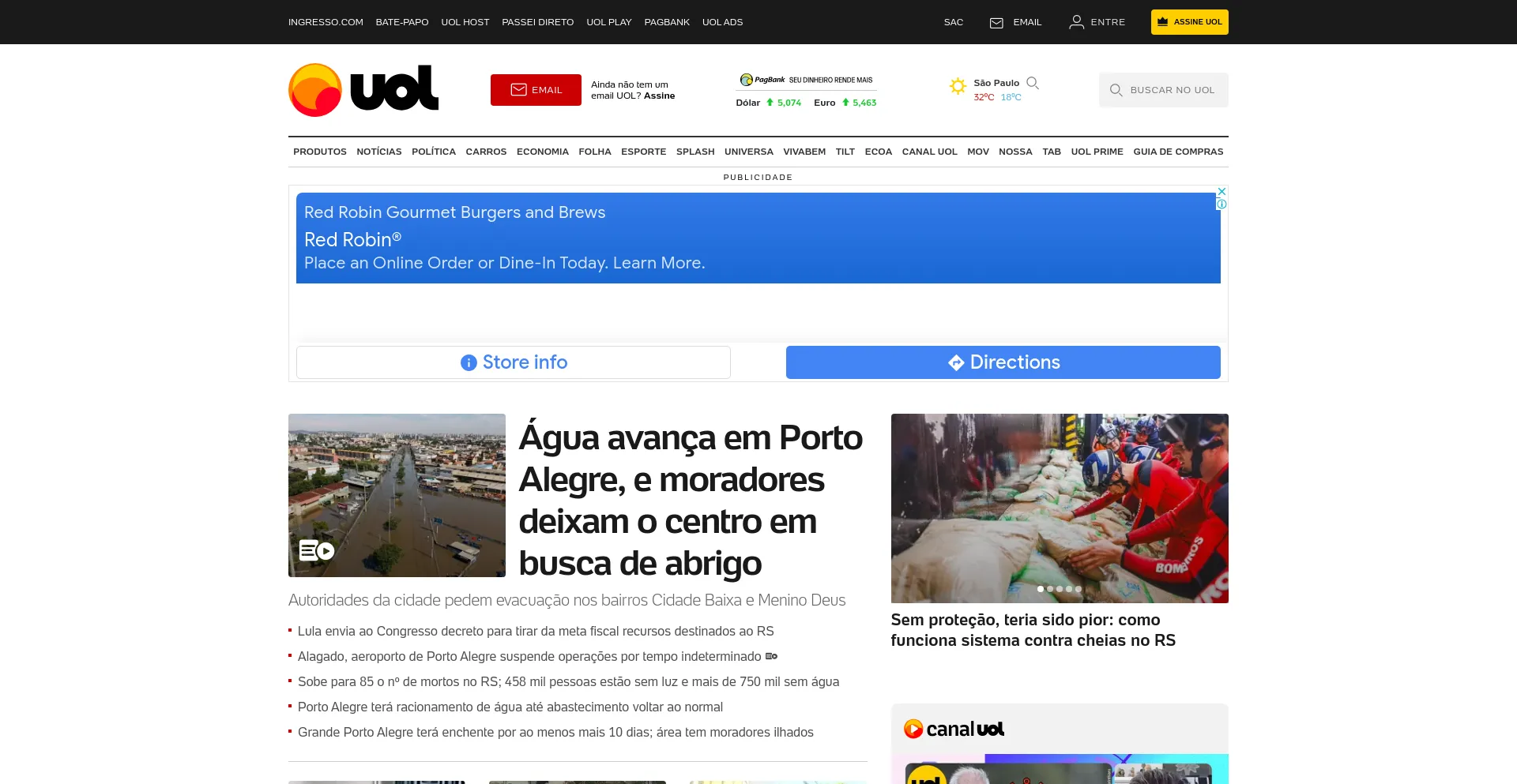 Screenshot of uol.com.br homepage