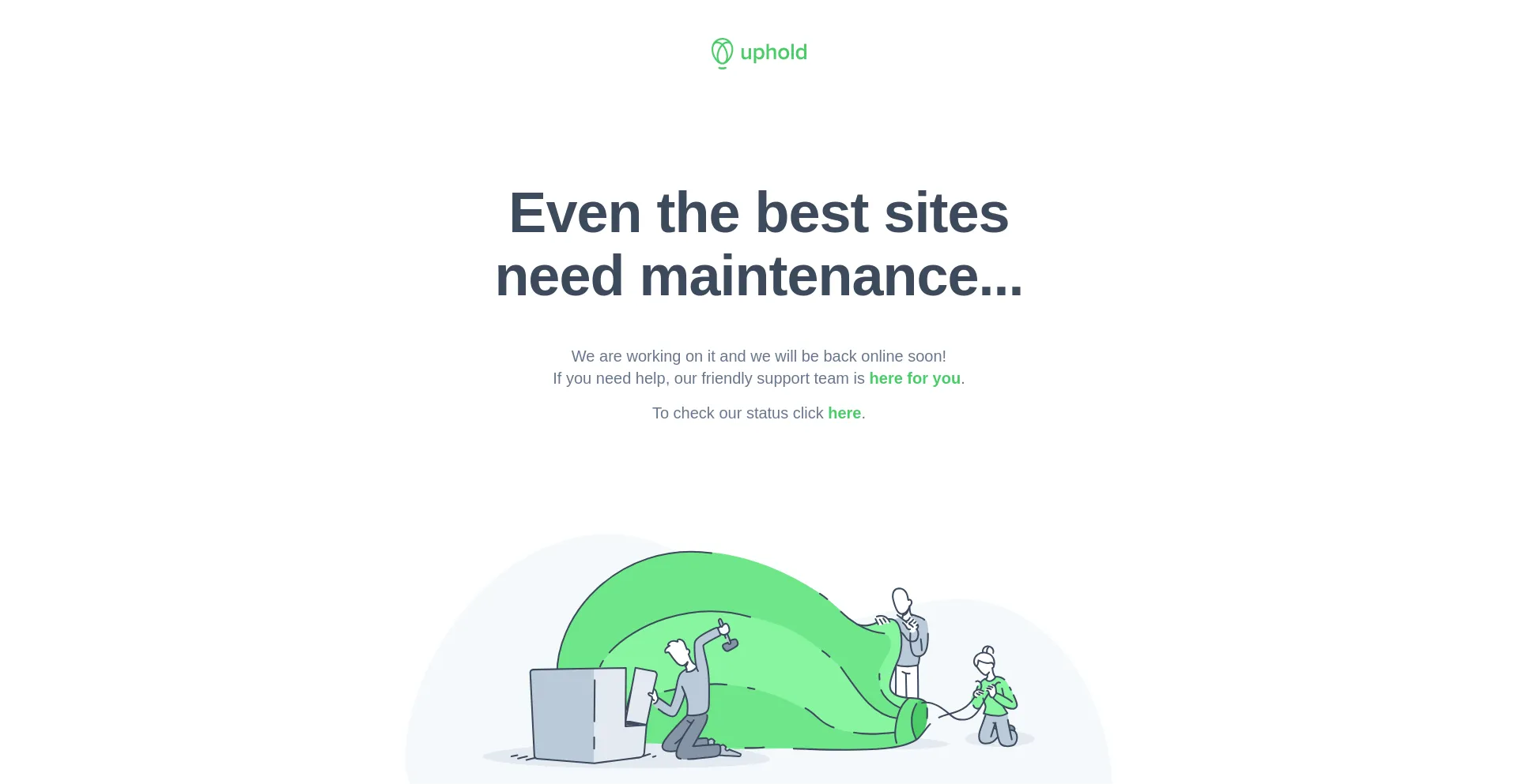 Screenshot of uphold.com homepage