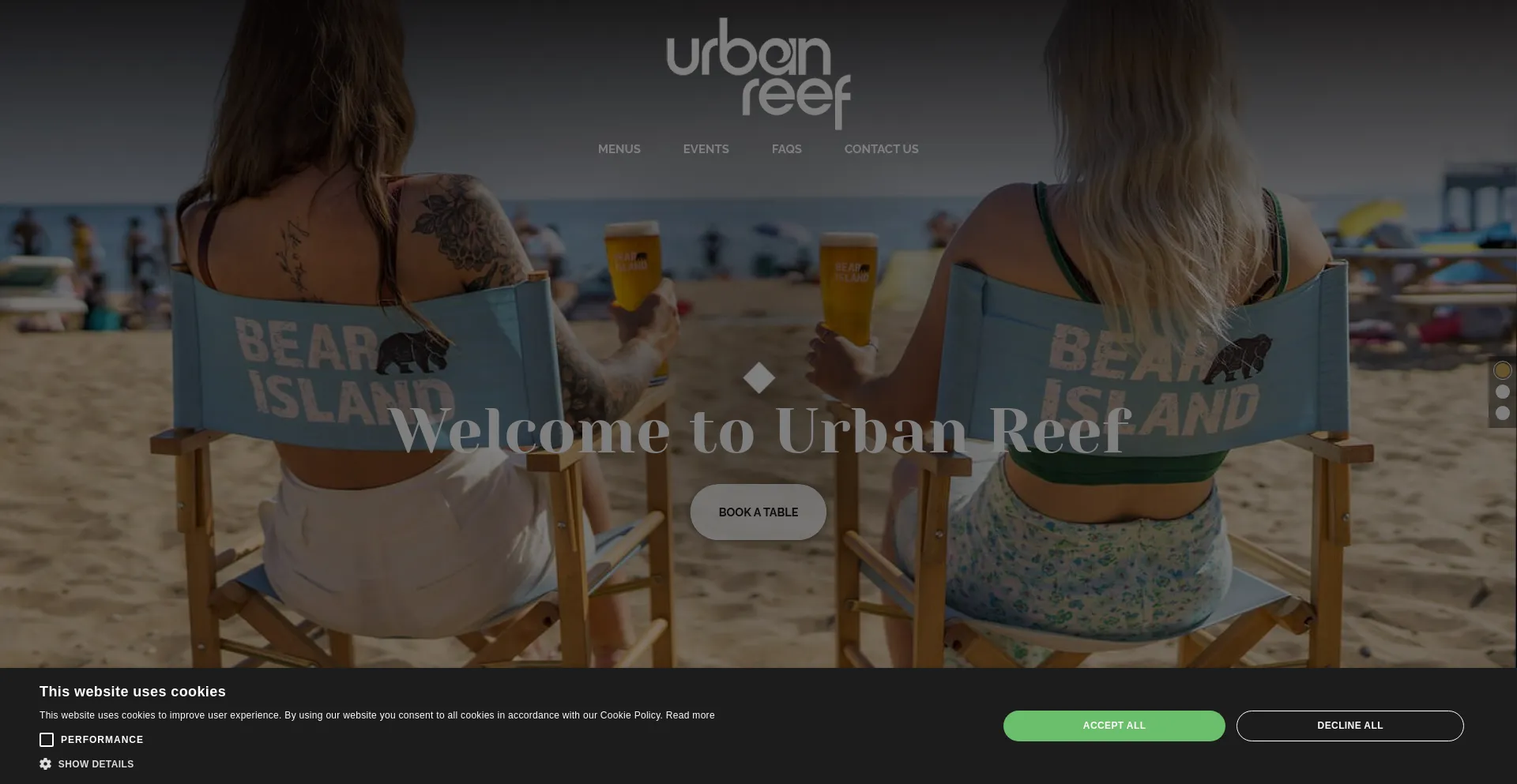 Screenshot of urbanreef.com homepage