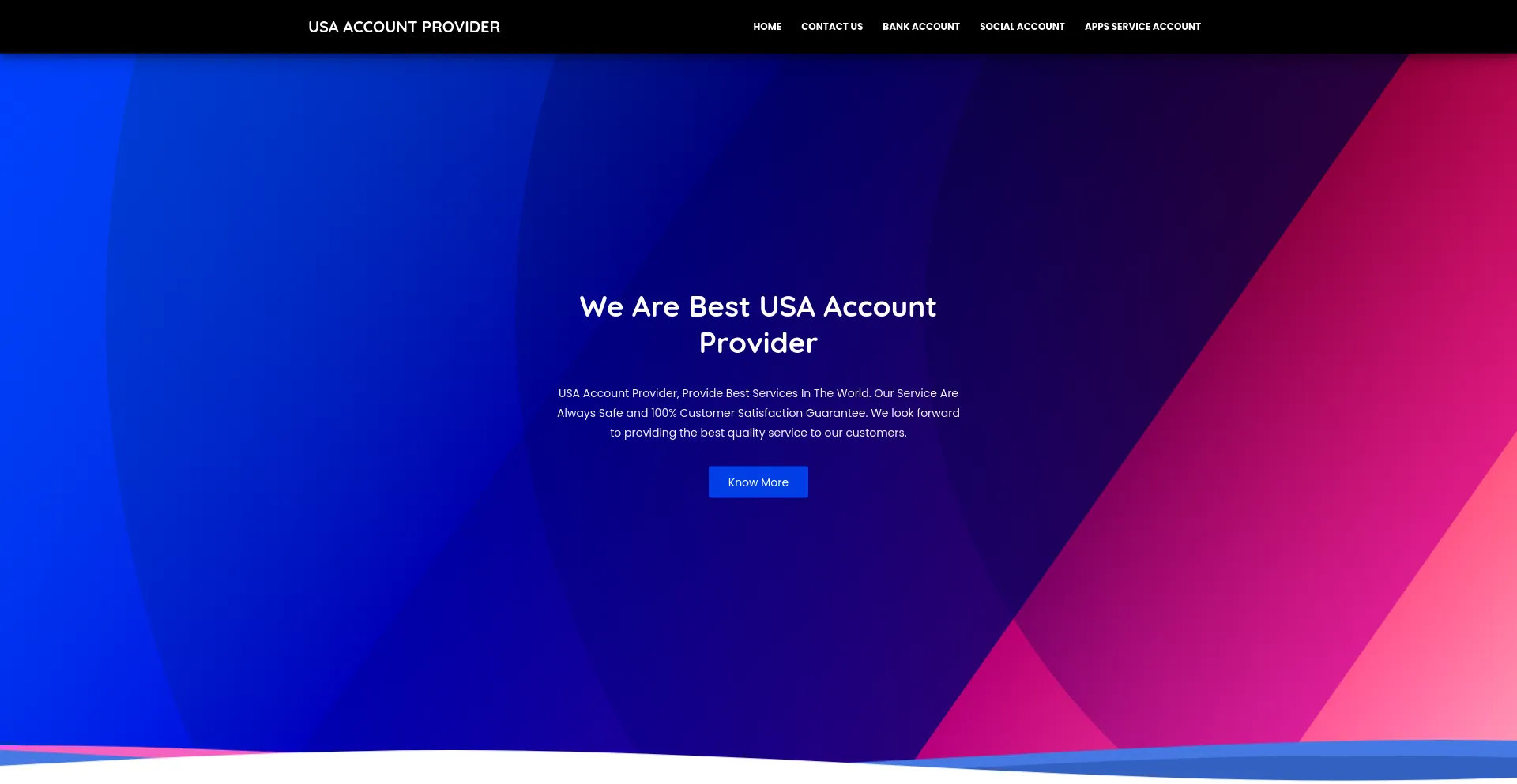 Screenshot of usaaccountprovider.com homepage