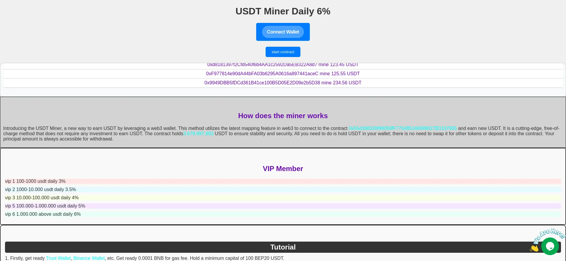 Screenshot of usdtminer.biz homepage